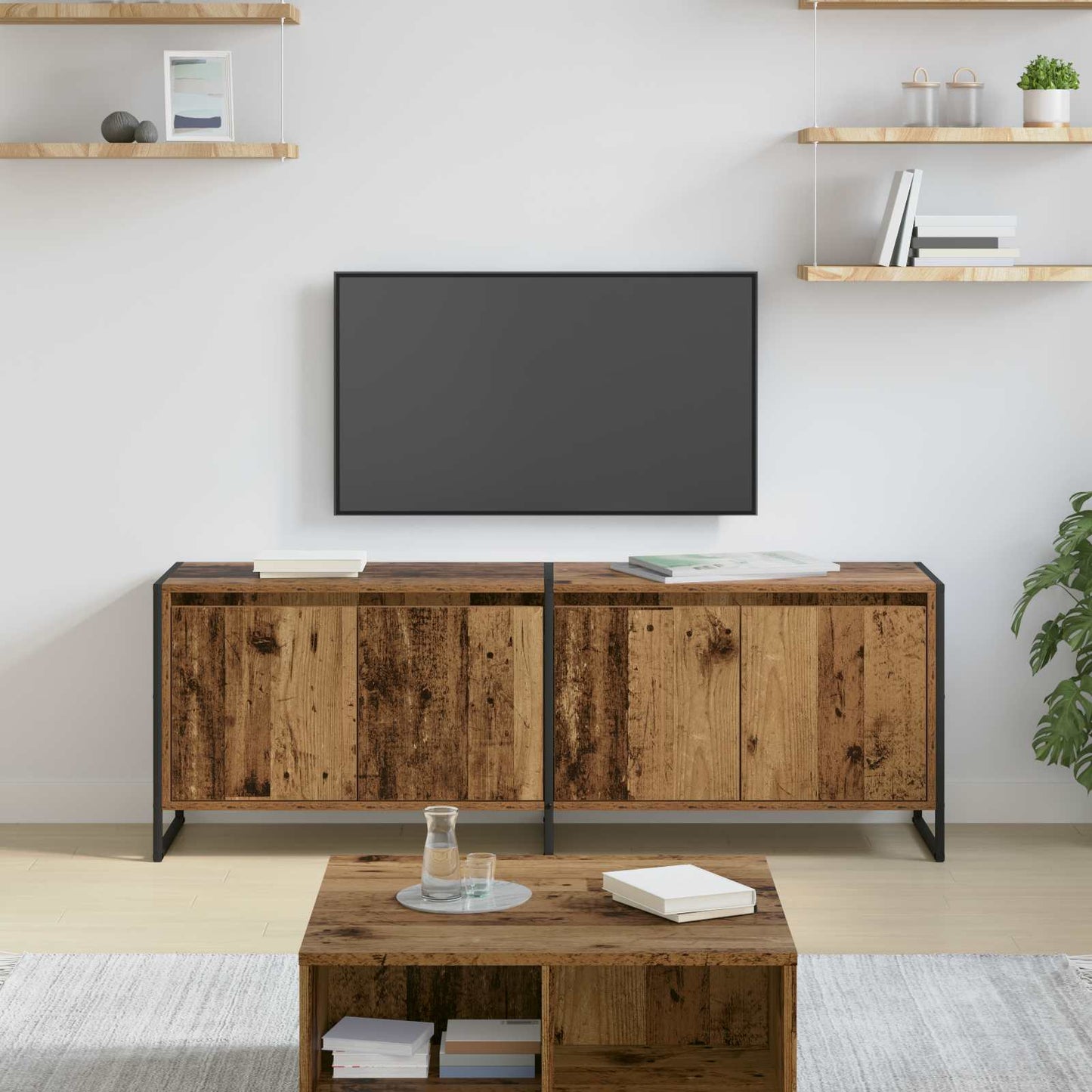 TV-skab Gammelt træ 140 x 36 x 49.5 cm Konstrueret træ