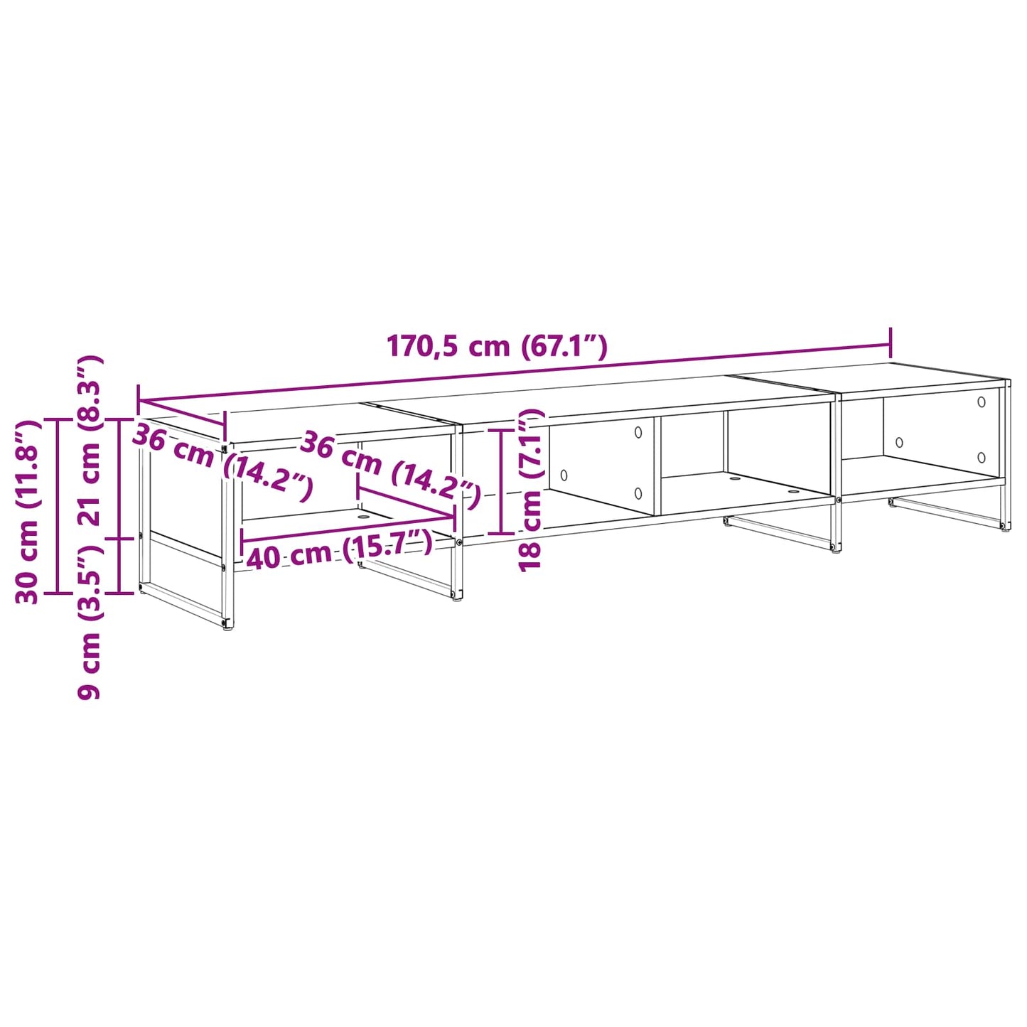 TV-skab Sort eg 170.5 x 36 x 30.5 cm Konstrueret træ