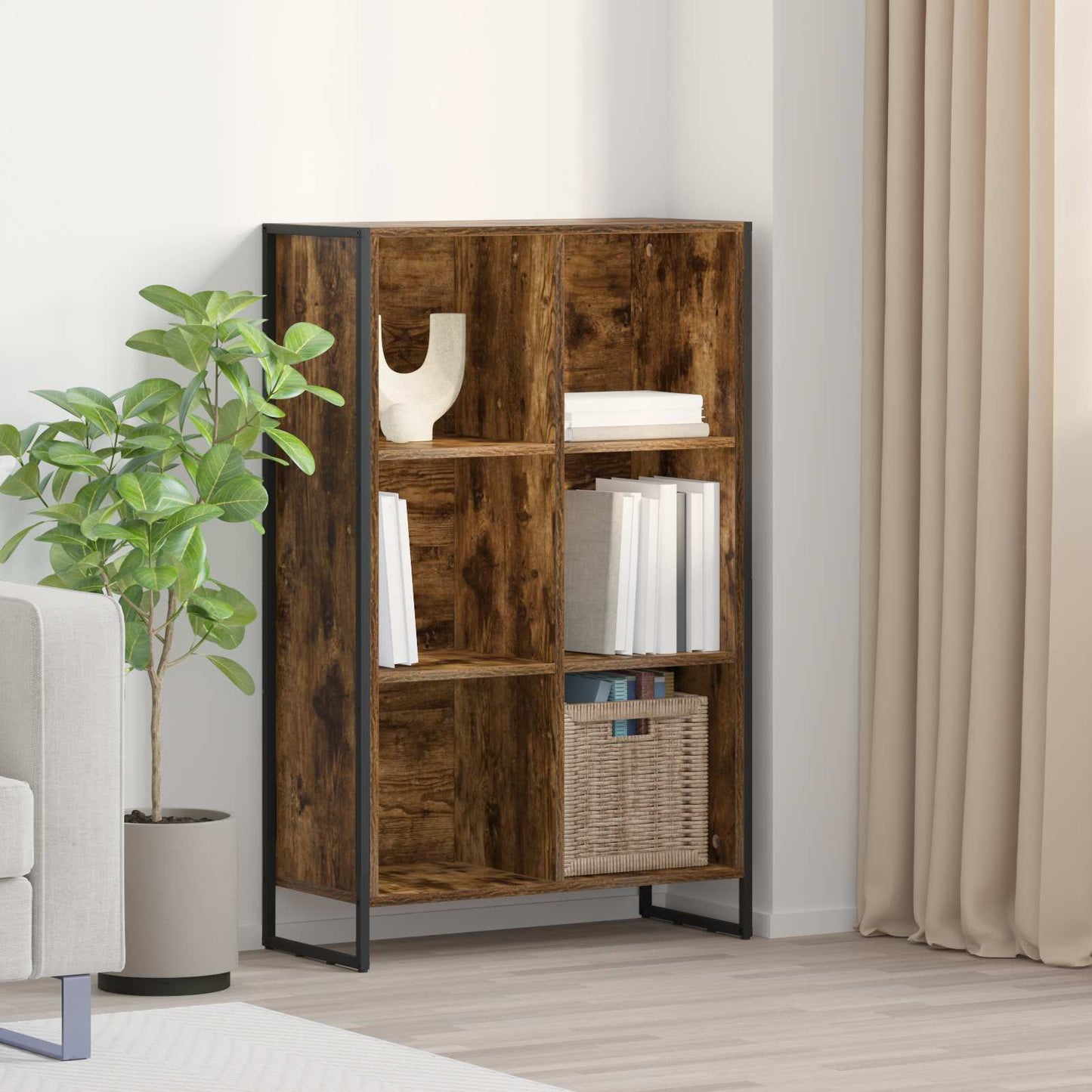Bogskab Røget Eg 99,5 x 30 x 108,5 cm Konstrueret træ