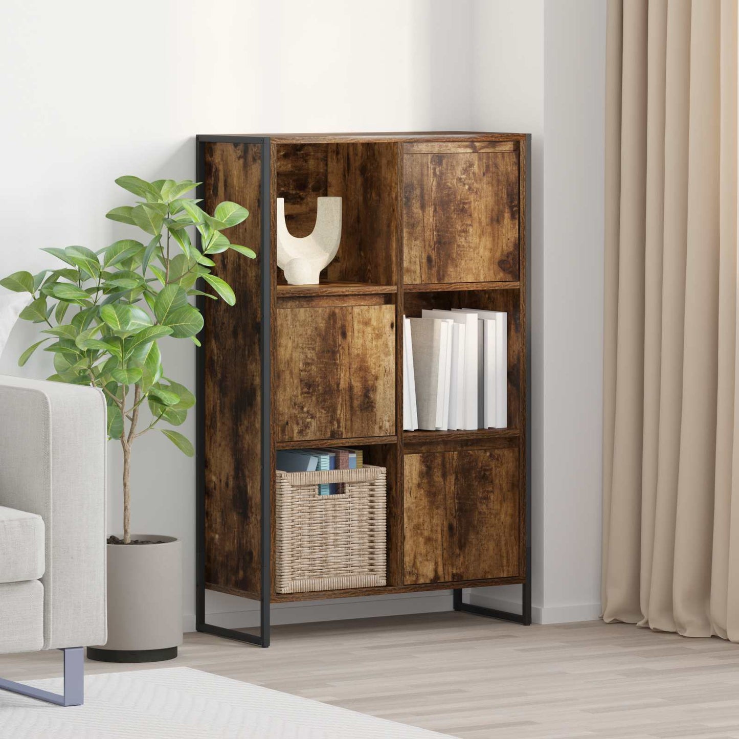 Bogskab Røget Eg 68 x 30 x 108.5 cm Konstrueret træ