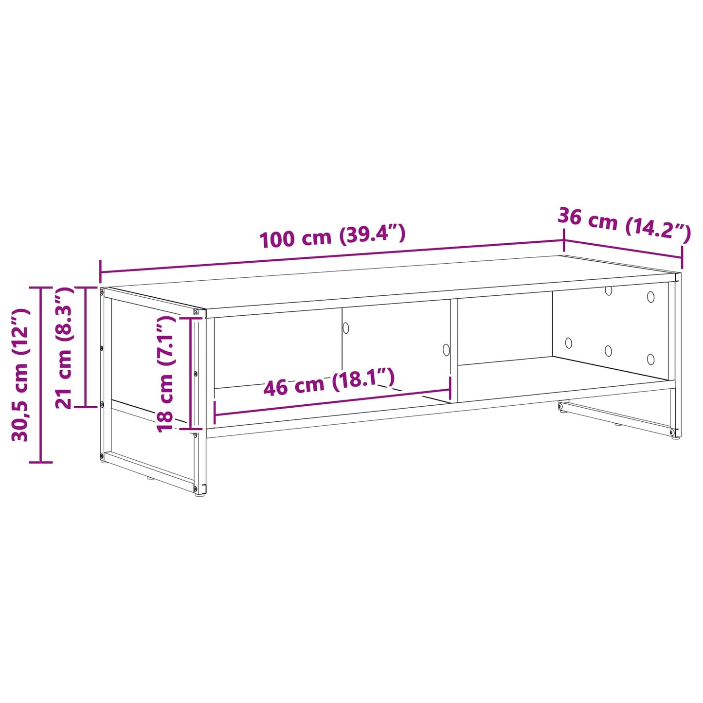 TV-skab Artisan eg 100 x 36,5 x 30,5 cm Konstrueret træ
