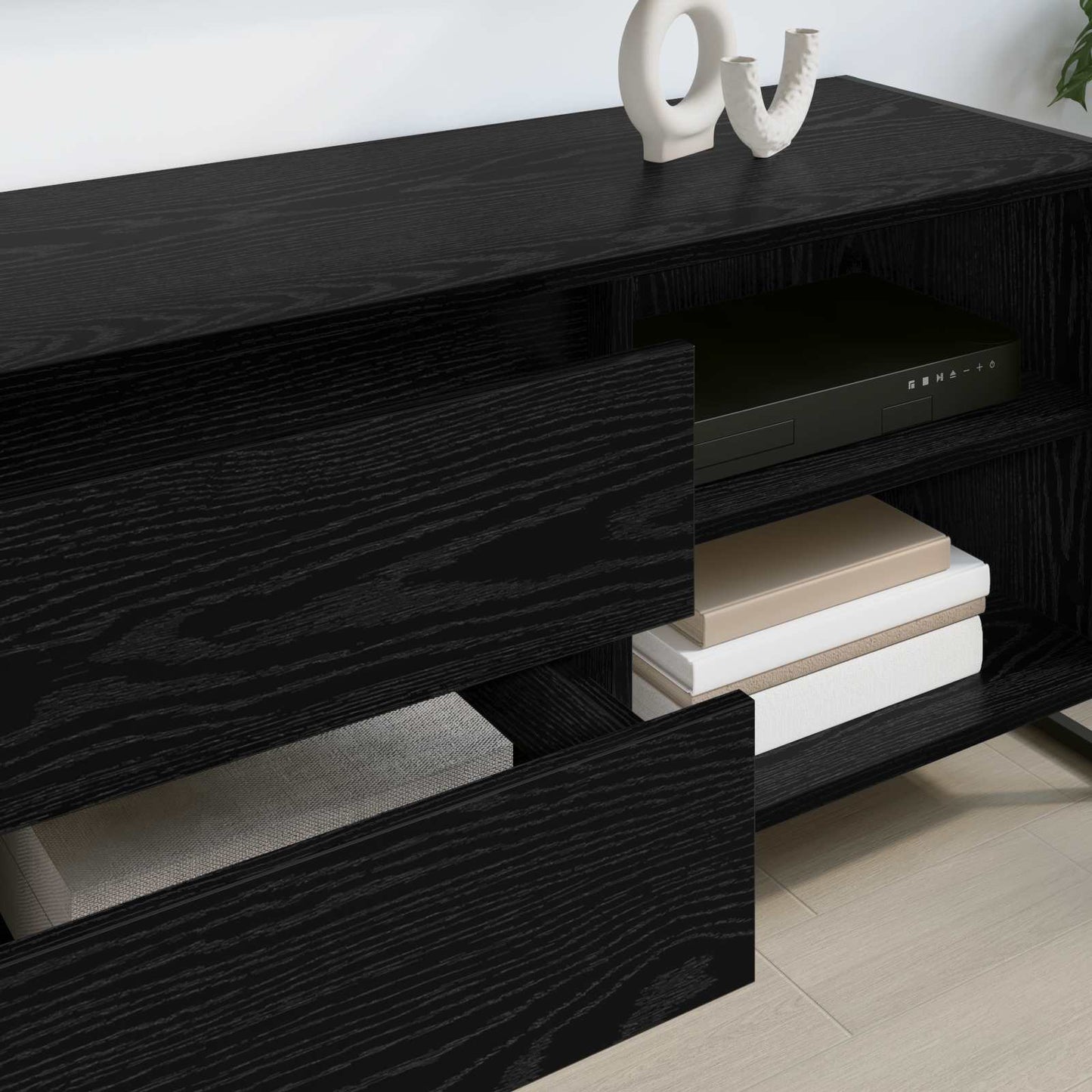 TV-skab med skuffe Sort eg 100 x 36 x 49,5 cm Konstrueret træ