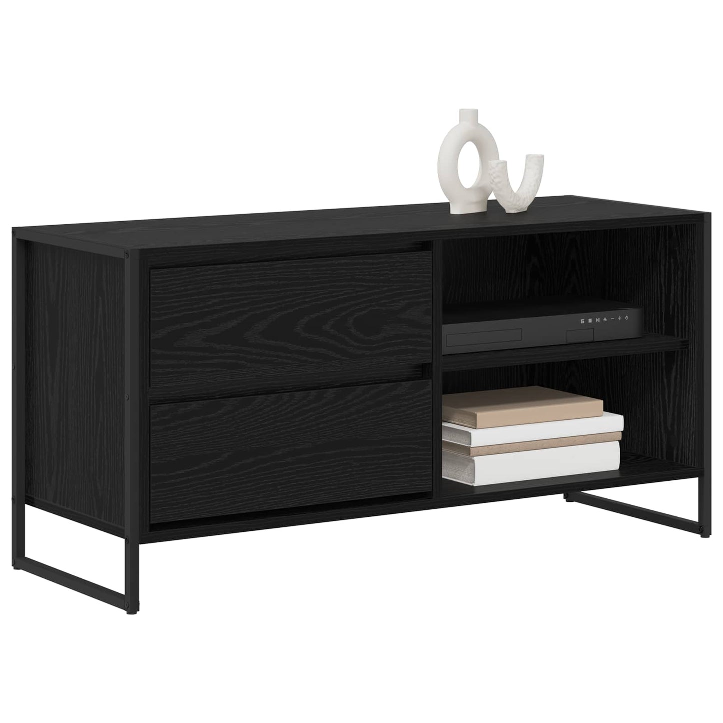 TV-skab med skuffe Sort eg 100 x 36 x 49,5 cm Konstrueret træ