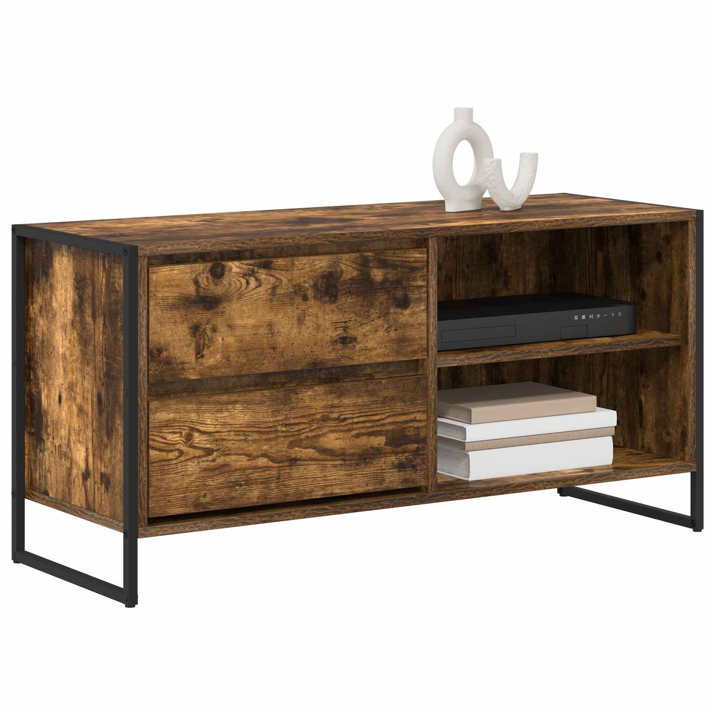 TV-skab med skuffe Røget Eg 100 x 36 x 49,5 cm Konstrueret træ
