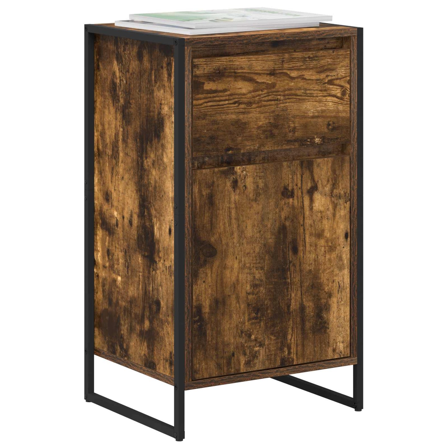 Sideboard med skuffe Røget Eg 43 x 36 x 75,5 cm Konstrueret træ