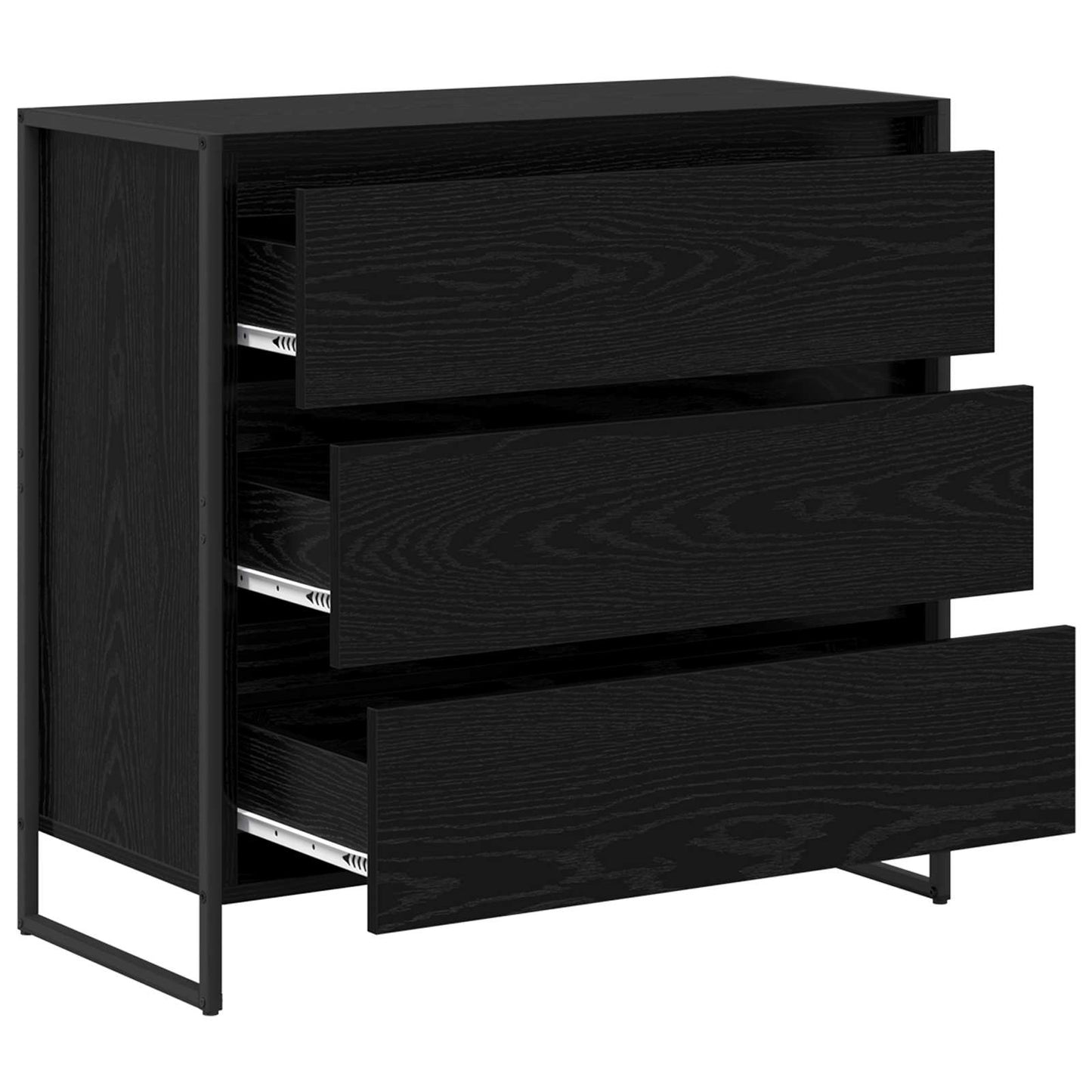 Sideboard med skuffe Sort eg 79 x 36 x 75.5 cm Konstrueret træ