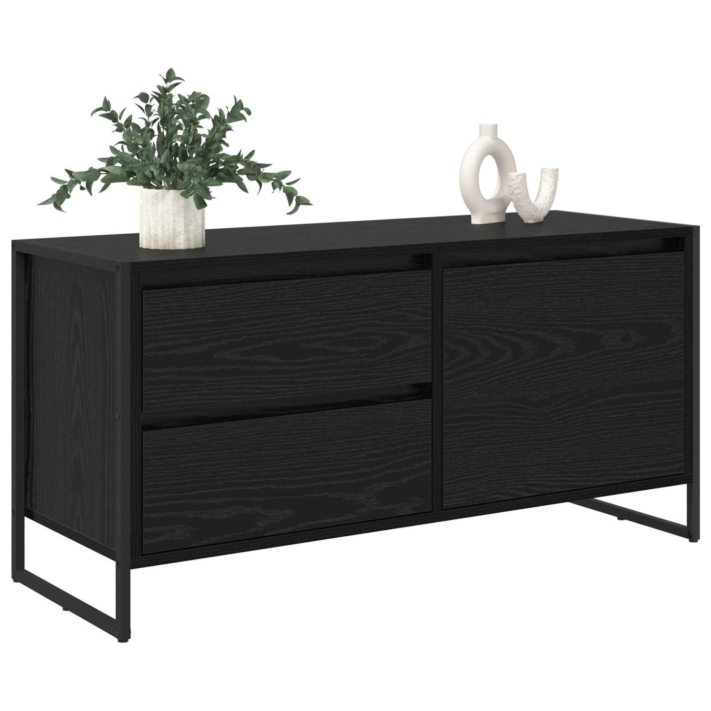 TV-skab med skuffe Sort eg 100 x 36 x 49,5 cm Konstrueret træ