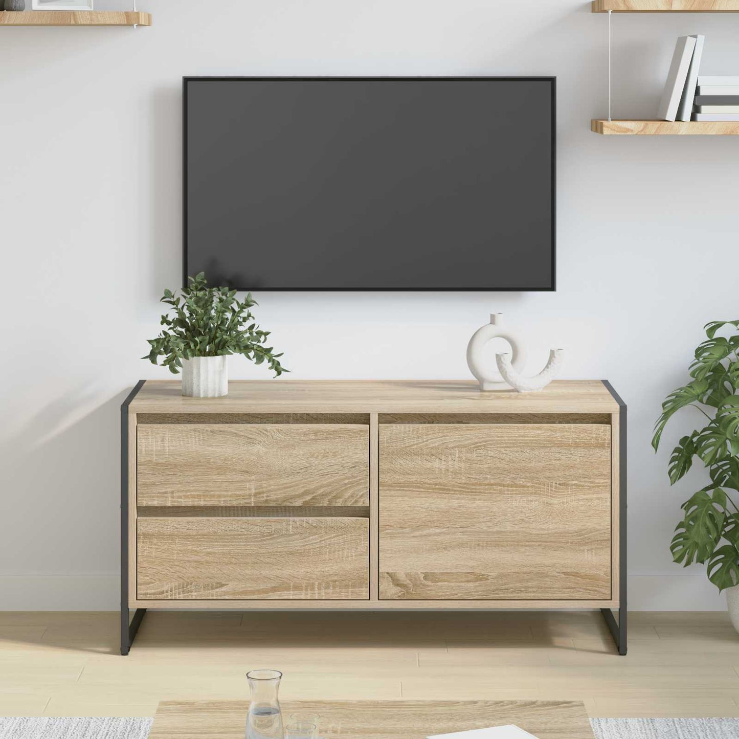 TV-skab med skuffe Sonoma 100 x 36 x 49,5 cm Konstrueret træ