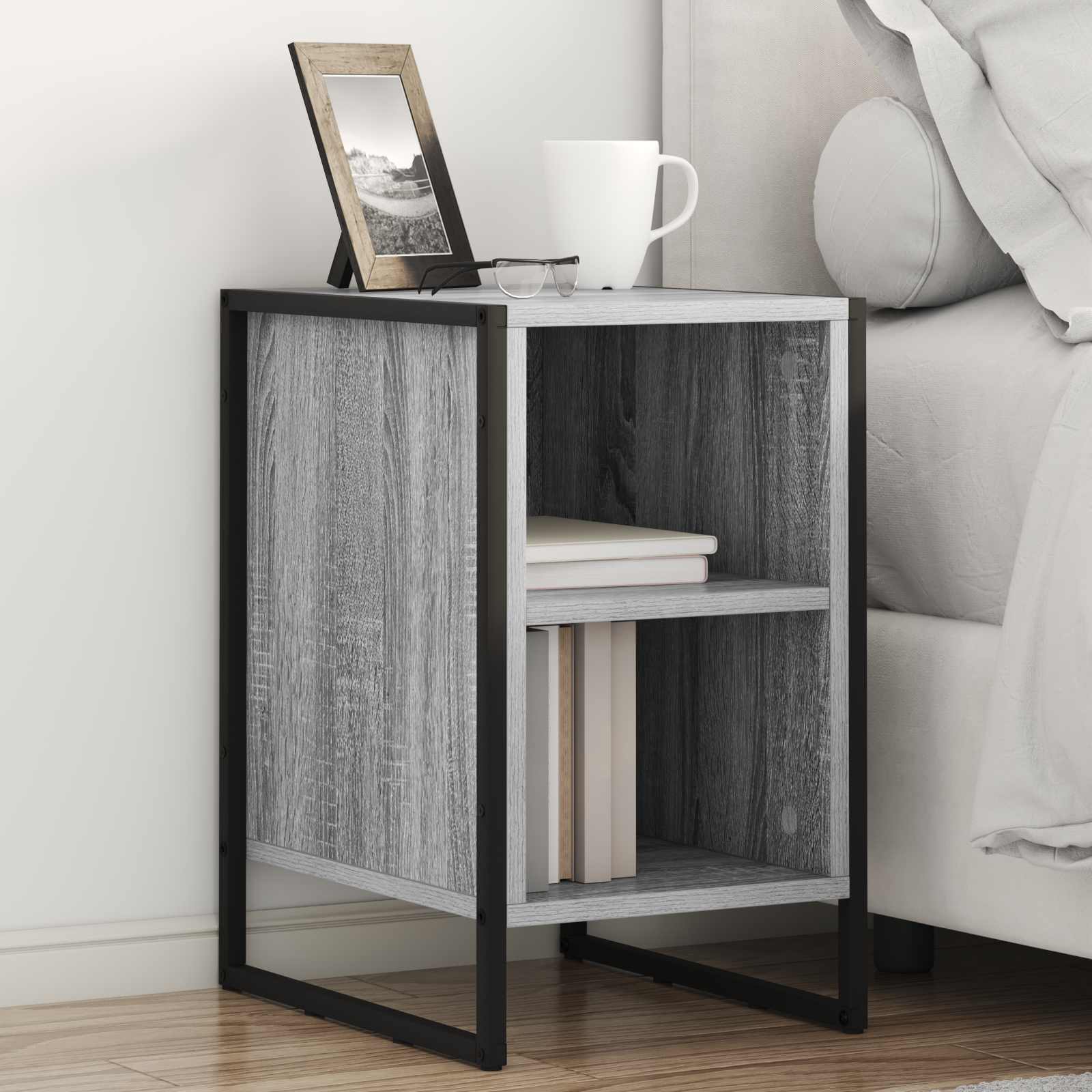 Sengebord 2 pcs Grå Sonoma 39,5 x 30 x 50 cm Konstrueret træ billede