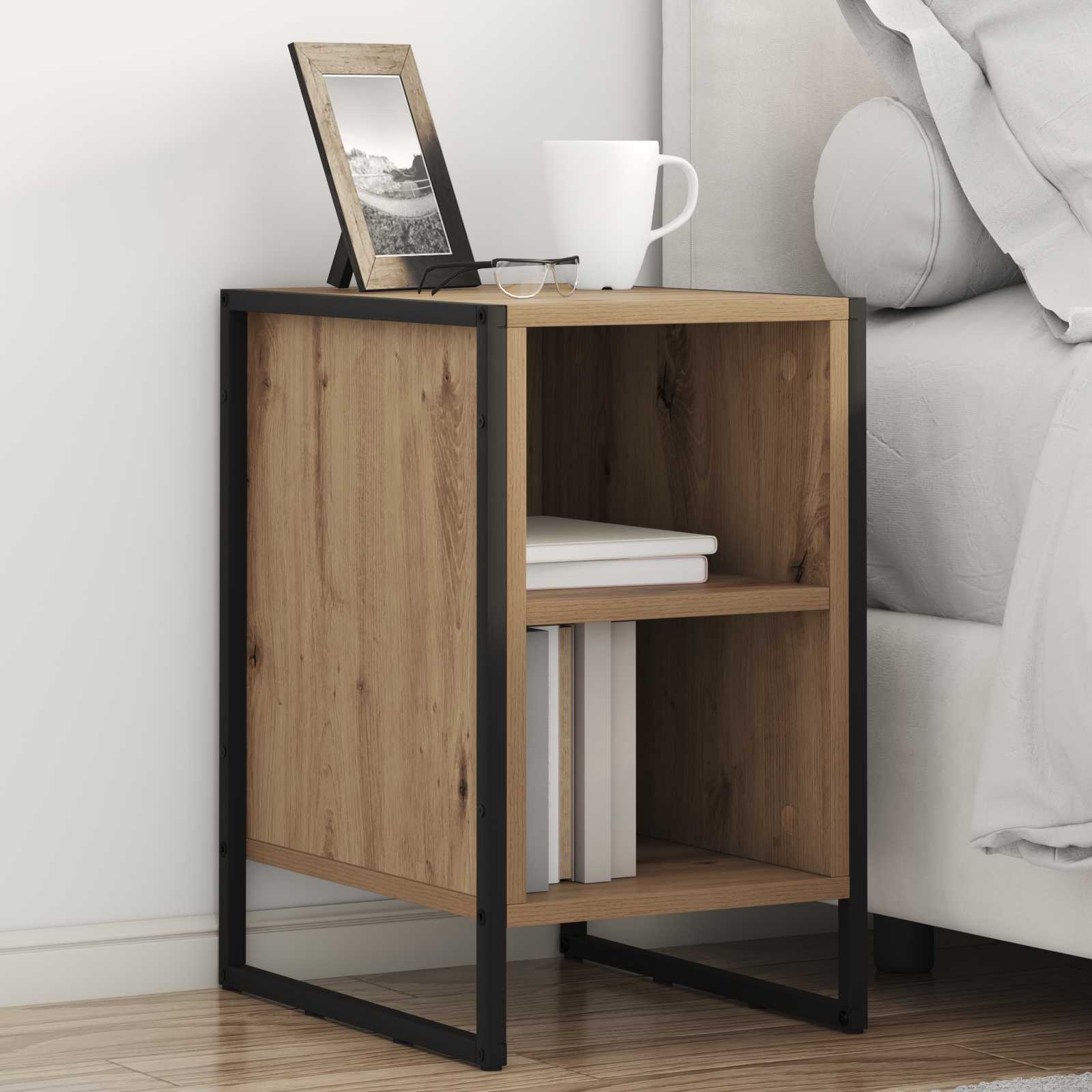 Sengebord 2 pcs Artisan eg 39,5 x 30 x 50 cm Konstrueret træ billede