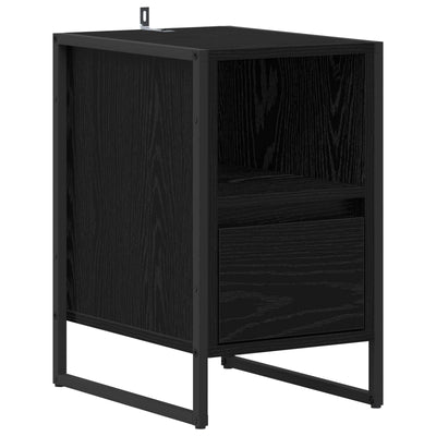 Sengebord med skuffe Sort eg 39,5 x 30 x 50 cm Konstrueret træ