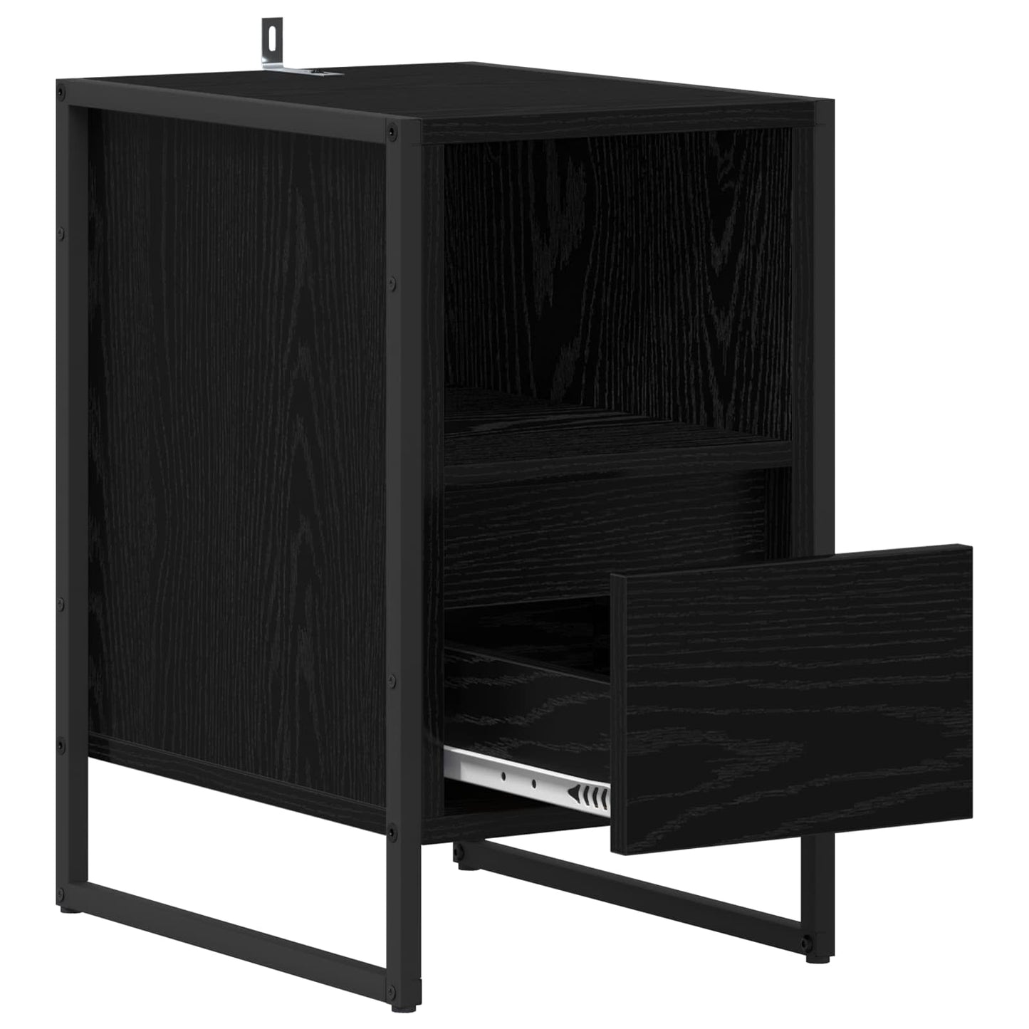 Sengebord med skuffe Sort eg 39,5 x 30 x 50 cm Konstrueret træ