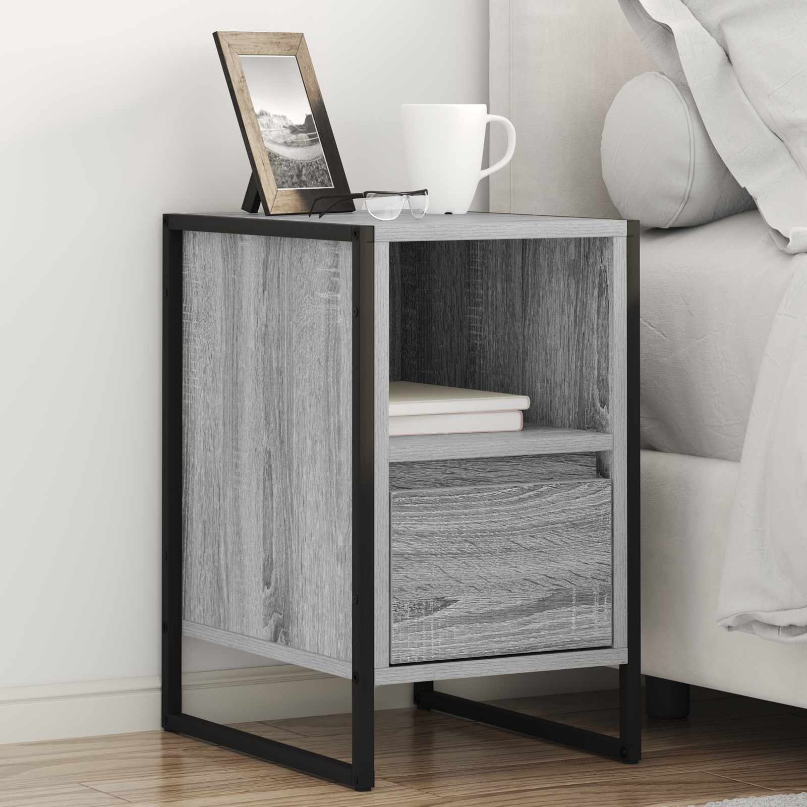 Sengebord 2 pcs Grå Sonoma 39,5 x 30 x 50 cm Konstrueret træ billede