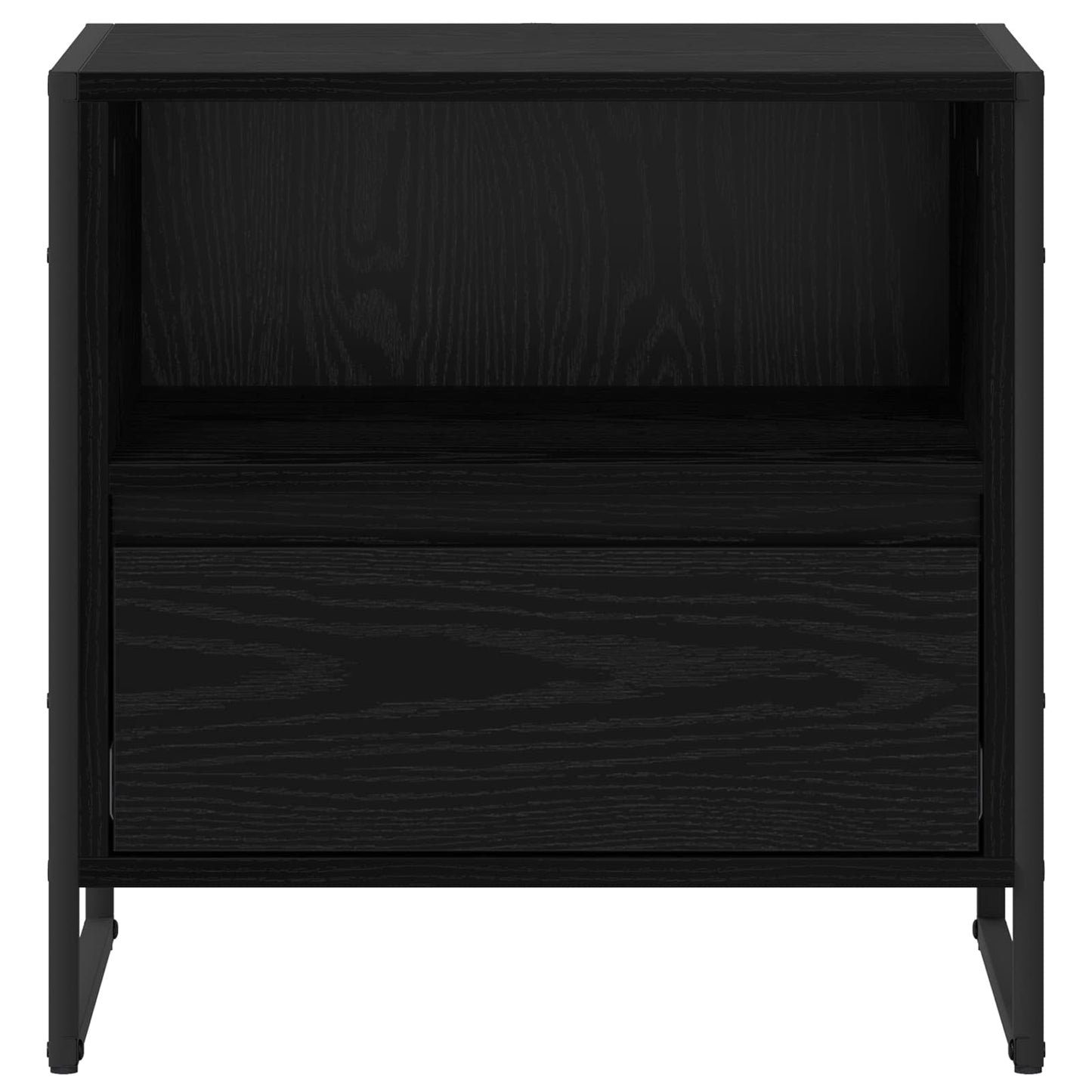 Sengebord med skuffe Sort eg 50 x 39,5 x 50 cm Konstrueret træ