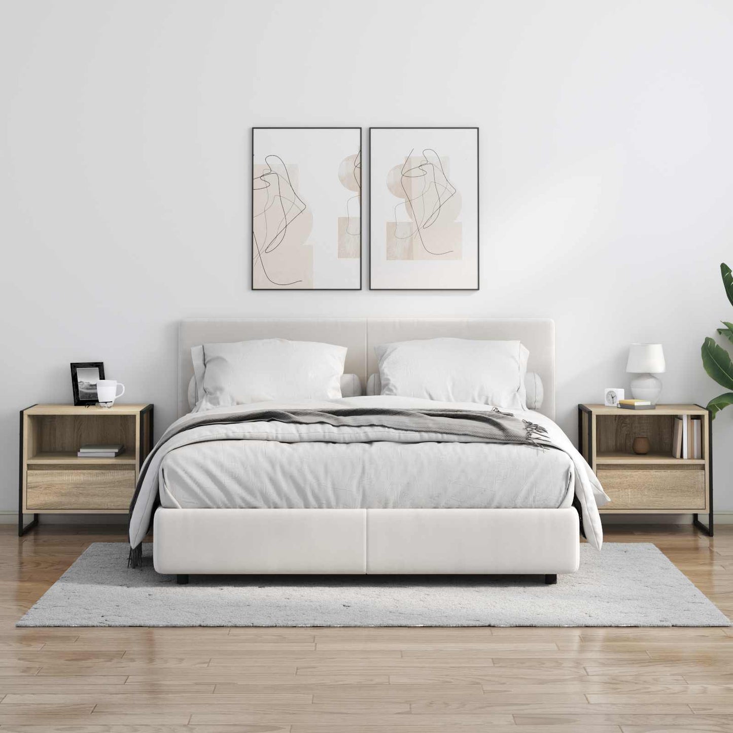Sengebord 2 pcs Sonoma 50 x 39,5 x 50 cm Konstrueret træ