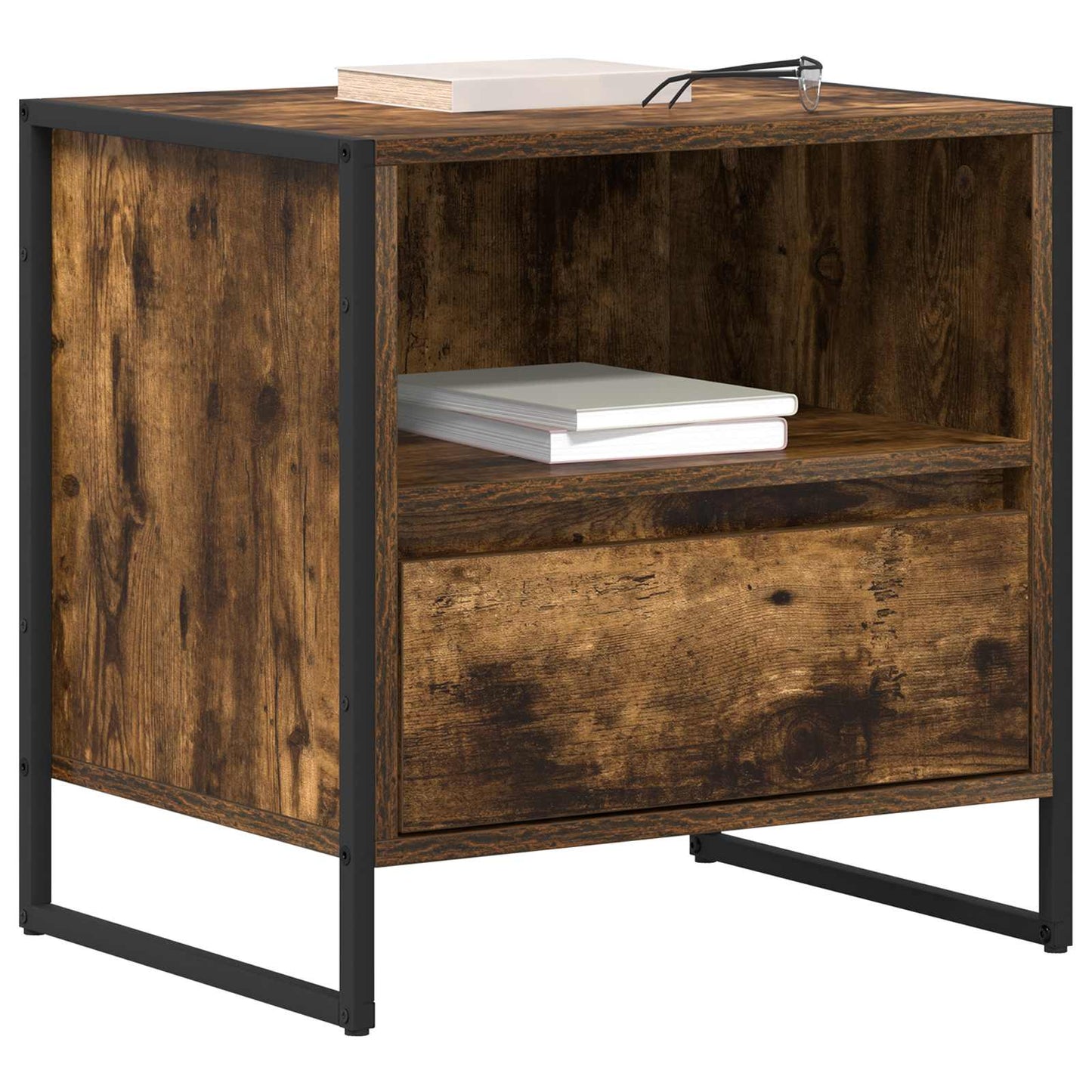 Sengebord 2 pcs Røget Eg 50 x 39,5 x 50 cm Konstrueret træ