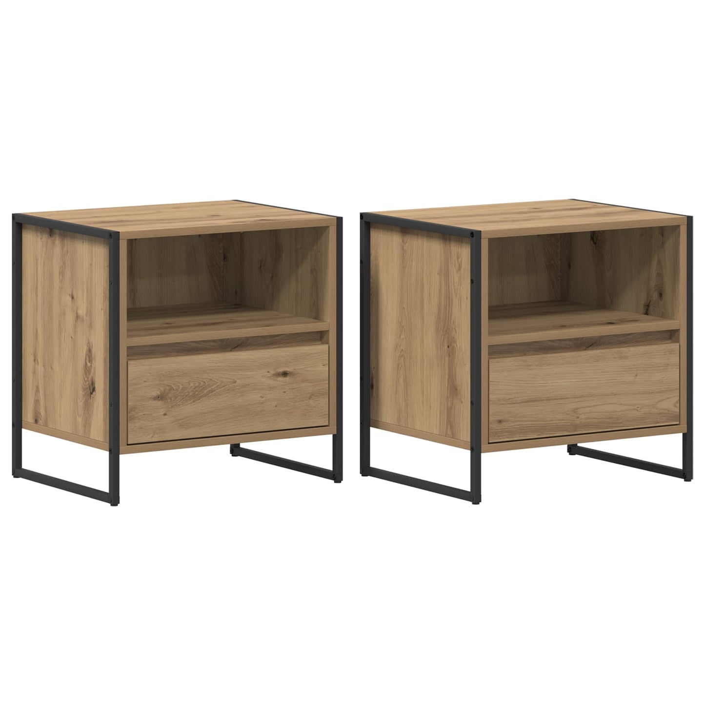 Sengebord 2 pcs Artisan eg 50 x 39,5 x 50 cm Konstrueret træ