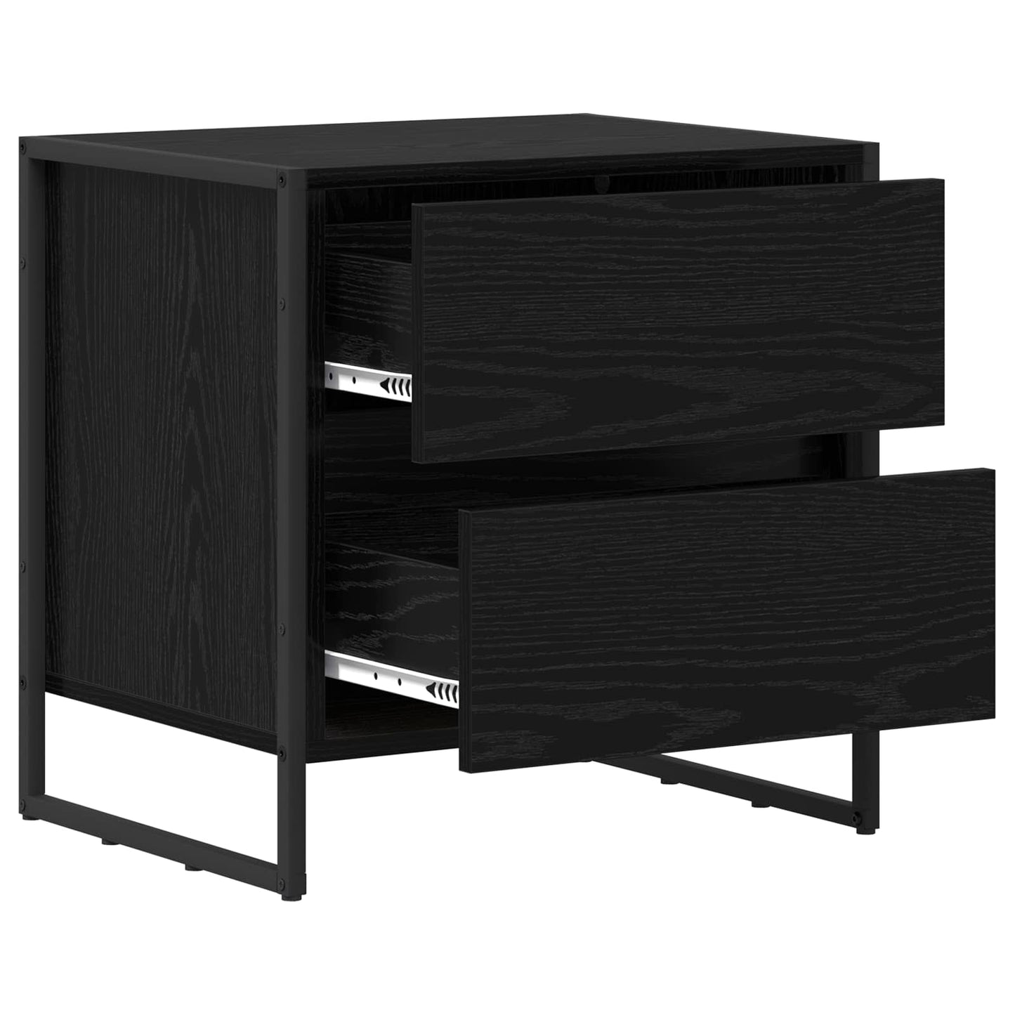 Sengebord med skuffe Sort eg 50 x 39,5 x 50 cm Konstrueret træ
