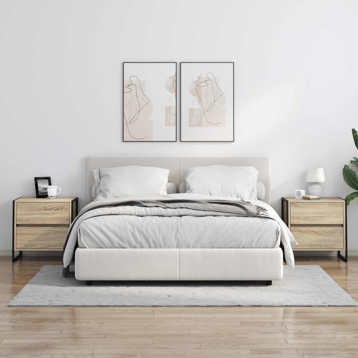 Sengebord 2 pcs Sonoma 50 x 39,5 x 50 cm Konstrueret træ