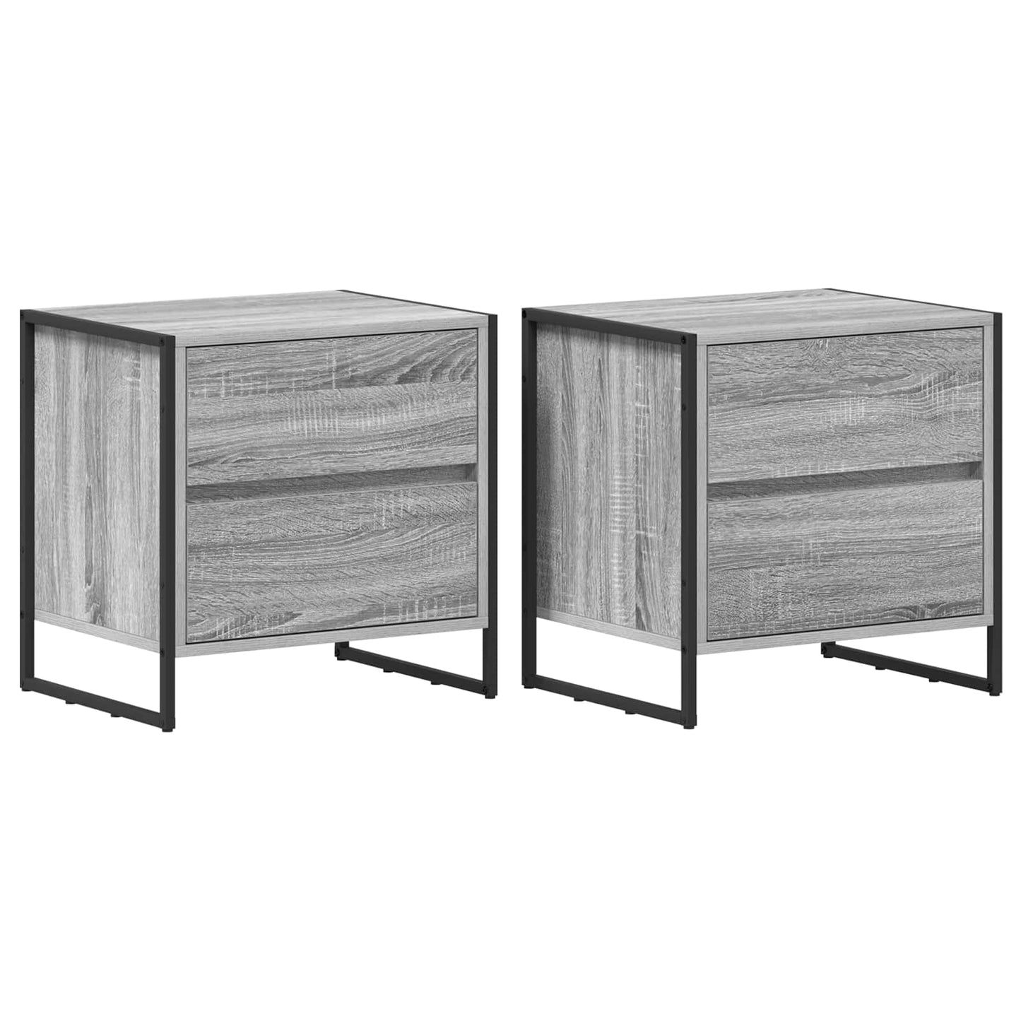 Sengebord 2 pcs Grå Sonoma 50 x 39,5 x 50 cm Konstrueret træ
