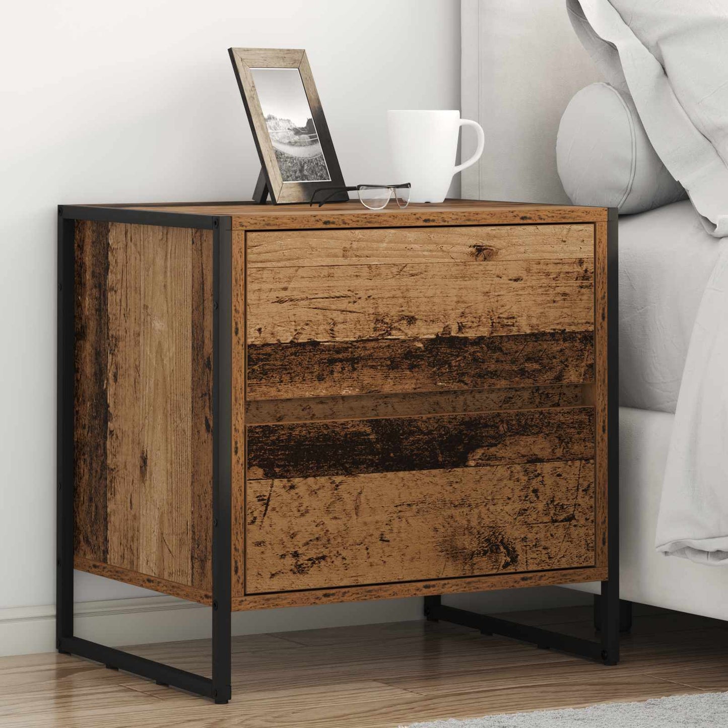 Sengebord 2 stk. Gammelt træ 50 x 39,5 x 50 cm Konstrueret træ