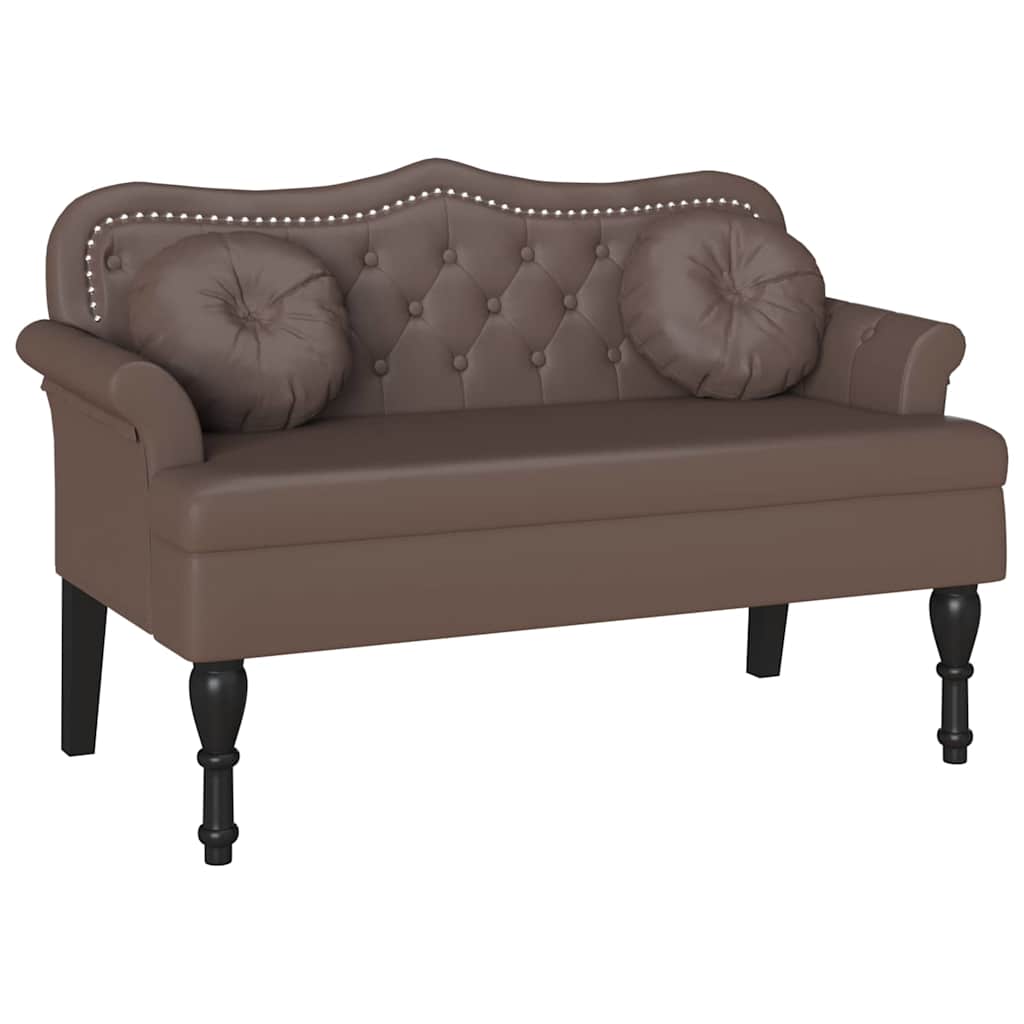 Chesterfield bænk med pude Brun 120.5 x 65 x 75 cm Faux læder