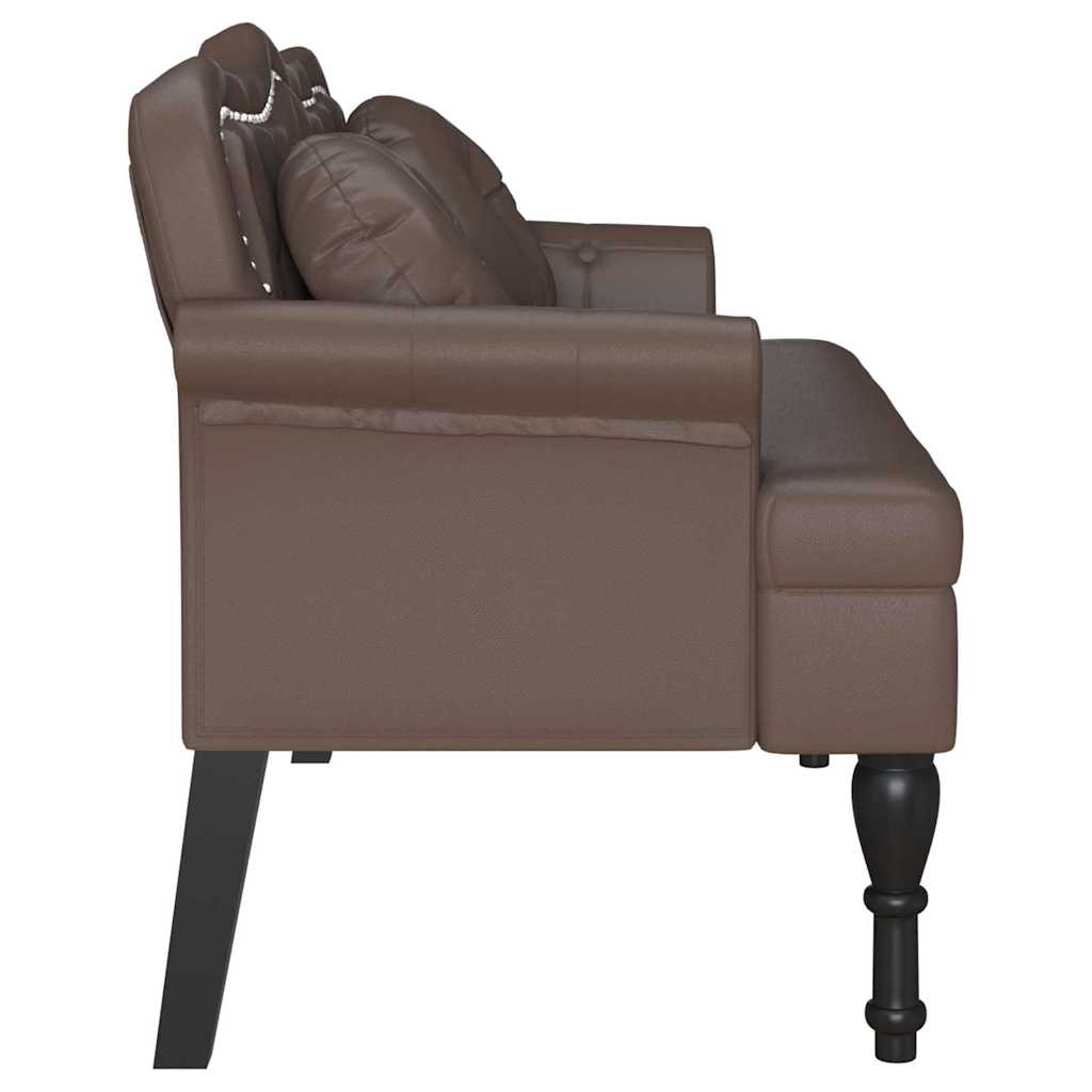 Chesterfield bænk med pude Brun 120.5 x 65 x 75 cm Faux læder