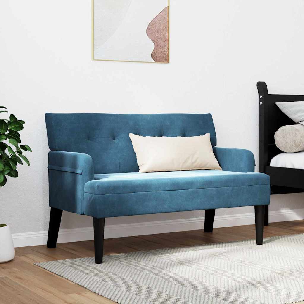 Chesterfield bænk Blå 112 x 65,5 x 75 cm Fløjl
