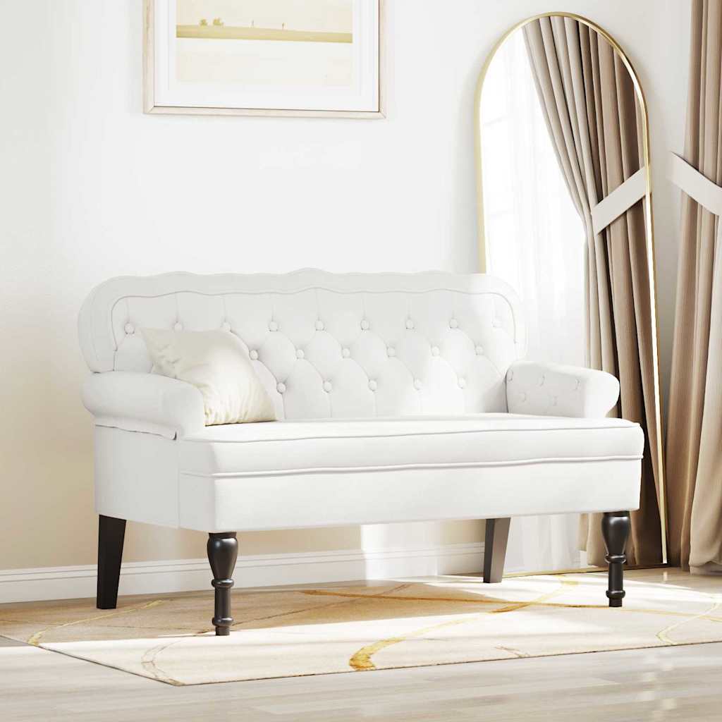 Chesterfield bænk Hvid 119,5 x 64,5 x 75 cm Faux læder