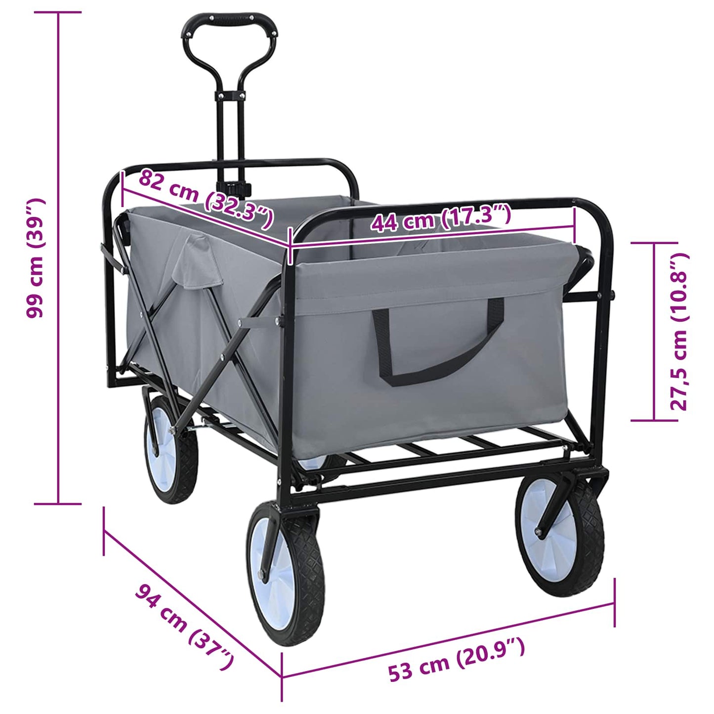 Foldbar håndvogn Grå 94 x 53 x 99 cm Oxford Stof