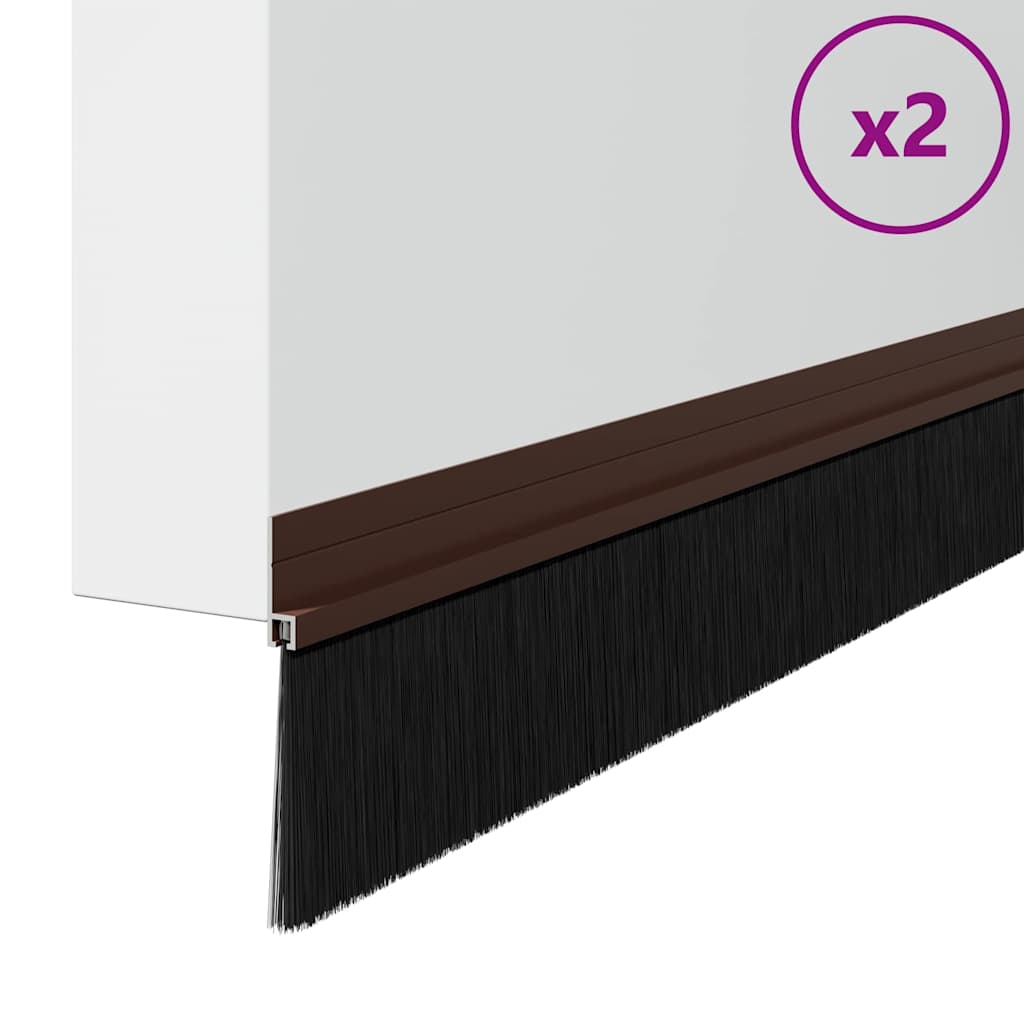 Selvklæbende dørbørstetætninger 2 pcs Brun 100 cm