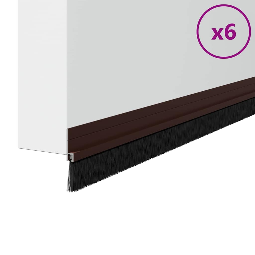 Selvklæbende dørbørstetætninger 6 pcs Brun 100 cm
