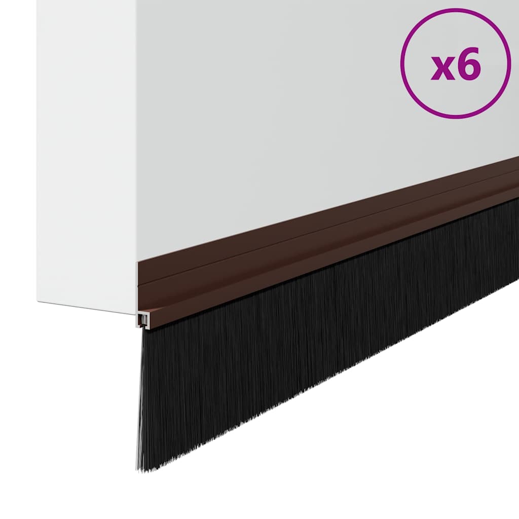 Selvklæbende dørbørstetætninger 6 pcs Brun 100 cm