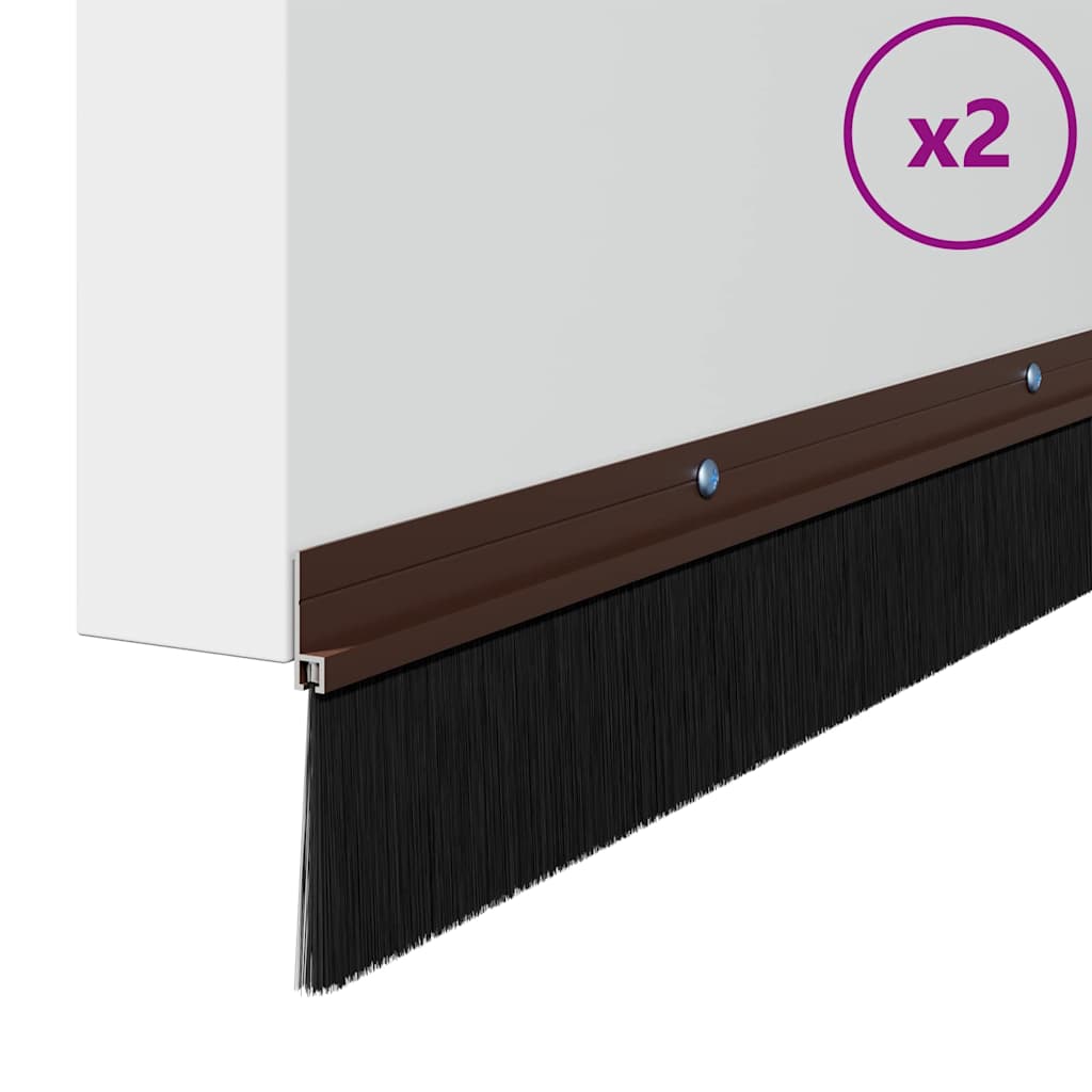 Skruemonterede dørbørste tætninger 2 pcs Brun 100 cm