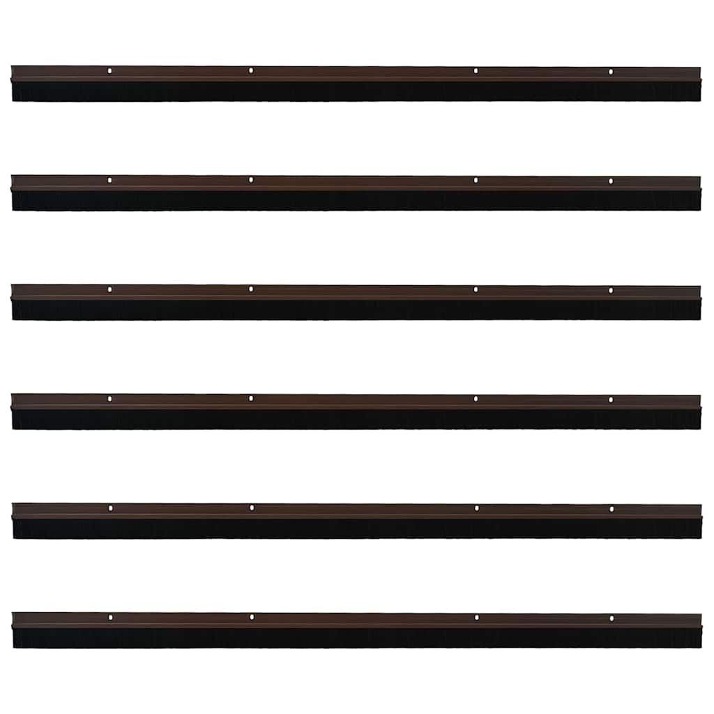 Skruemonterede dørbørste tætninger 6 pcs Brun 100 cm
