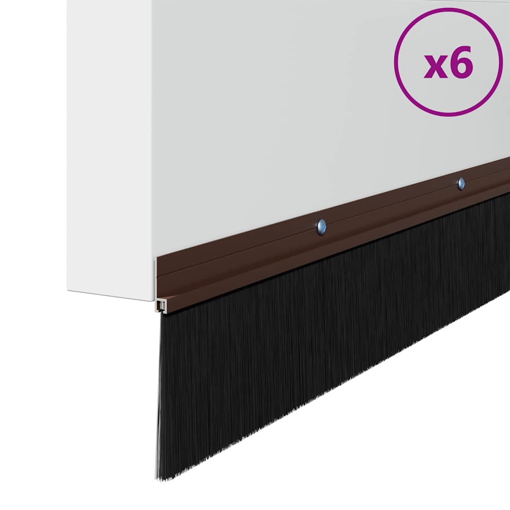 Skruemonterede dørbørste tætninger 6 pcs Brun 100 cm