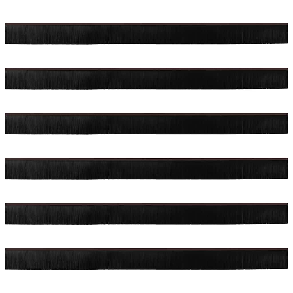 Skruemonterede dørbørste tætninger 6 pcs Brun 100 cm