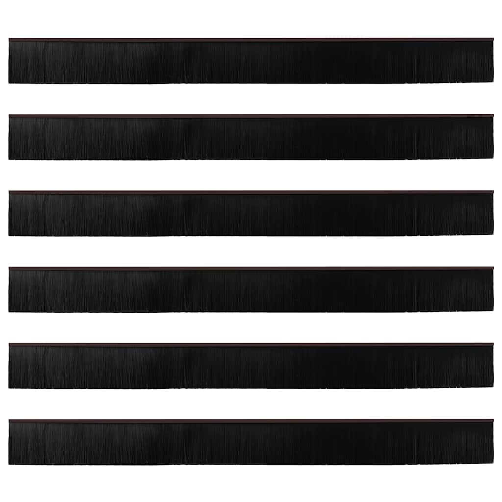 Skruemonterede dørbørste tætninger 6 pcs Brun 100 cm