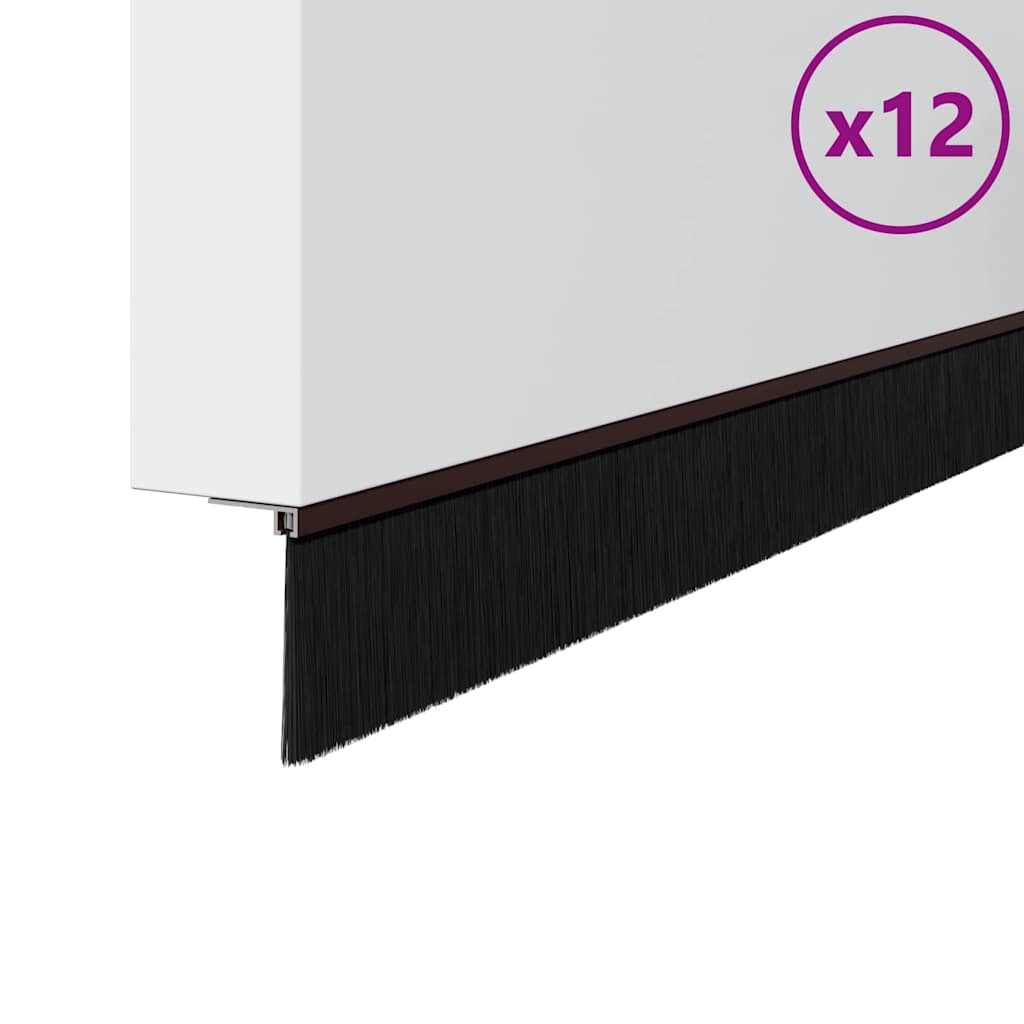 Skruemonterede dørbørste tætninger 12 pcs Brun 100 cm
