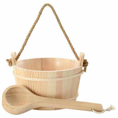 Sauna Spand 2 pcs Brun Massivt fyrretræ og hamp