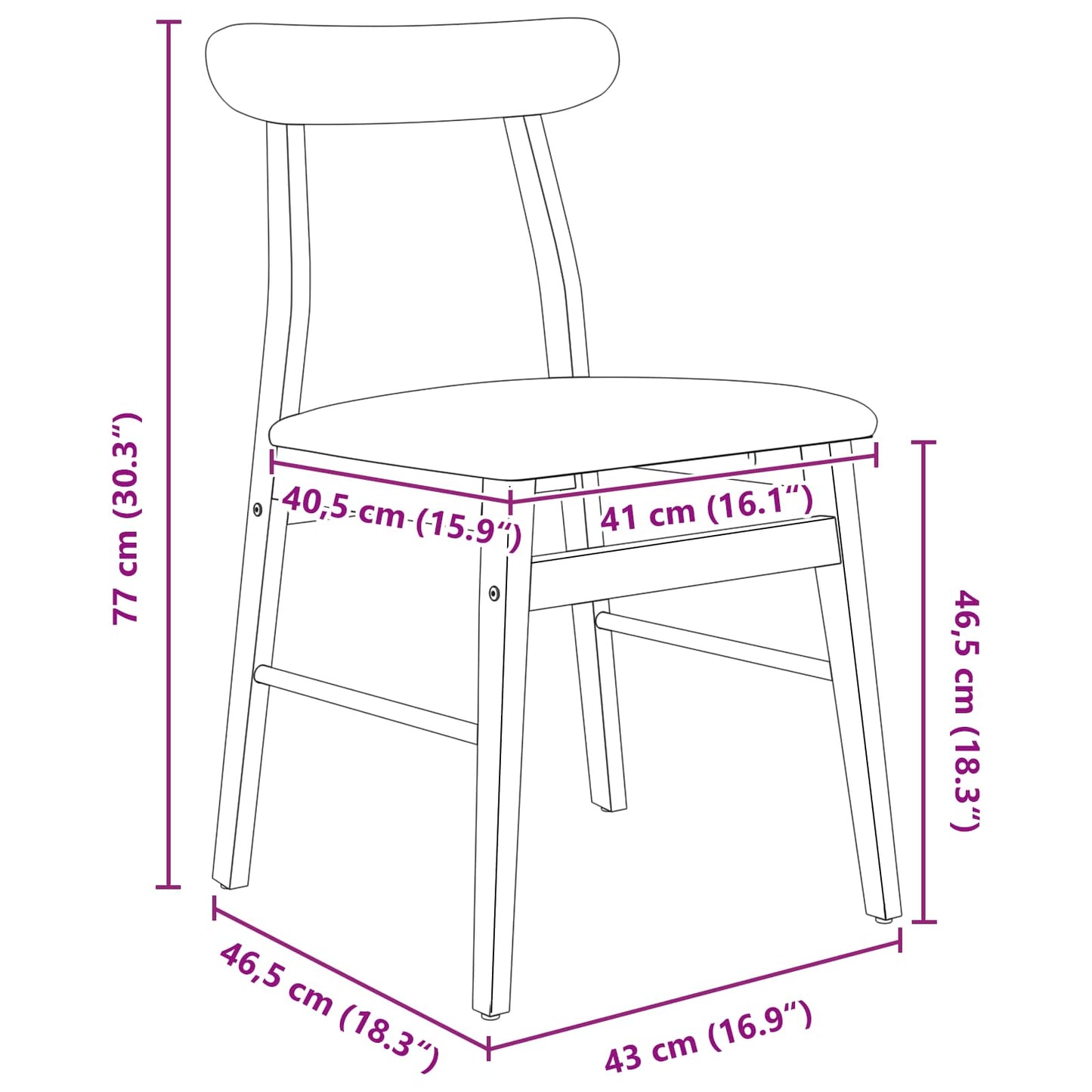 Spisestuestol 2 pcs Hvid og Grå Massiv Gummitræ