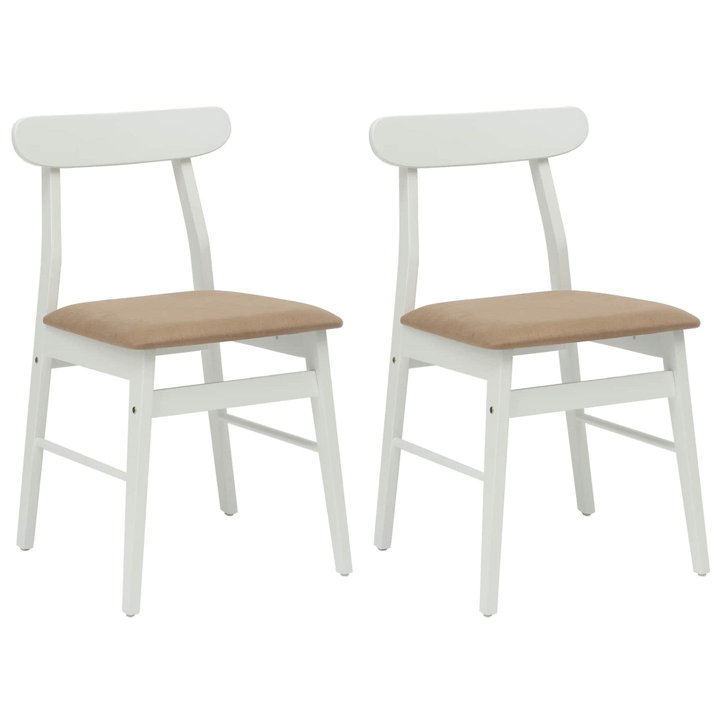 Spisestuestol 2 pcs Hvid og brun Massiv Gummitræ