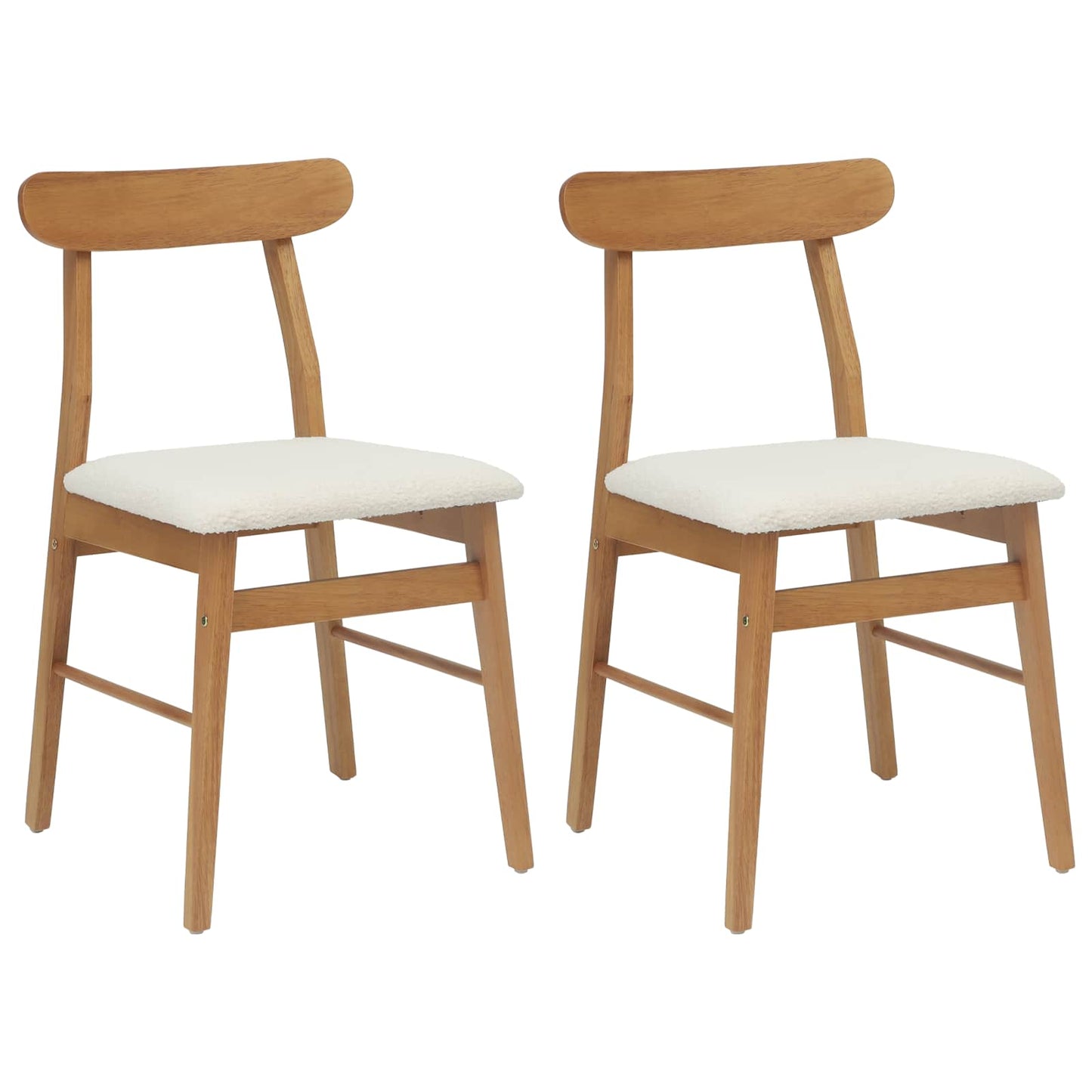 Spisestuestol 2 pcs Naturlig og lys Massiv Gummitræ