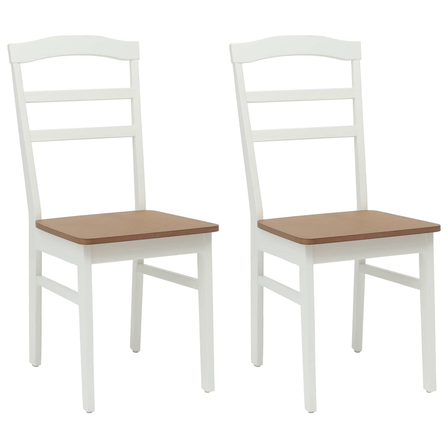 Spisestuestol 2 pcs Hvid og Naturlig Massiv Gummitræ