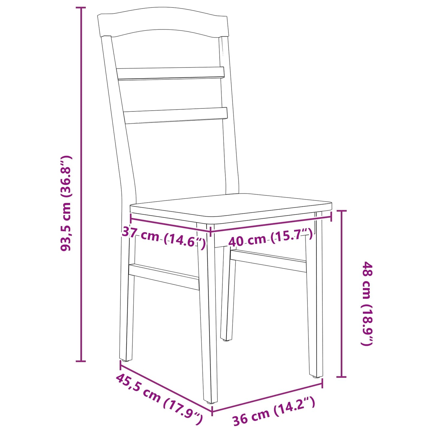 Spisestuestol 2 pcs Hvid Massiv Gummitræ