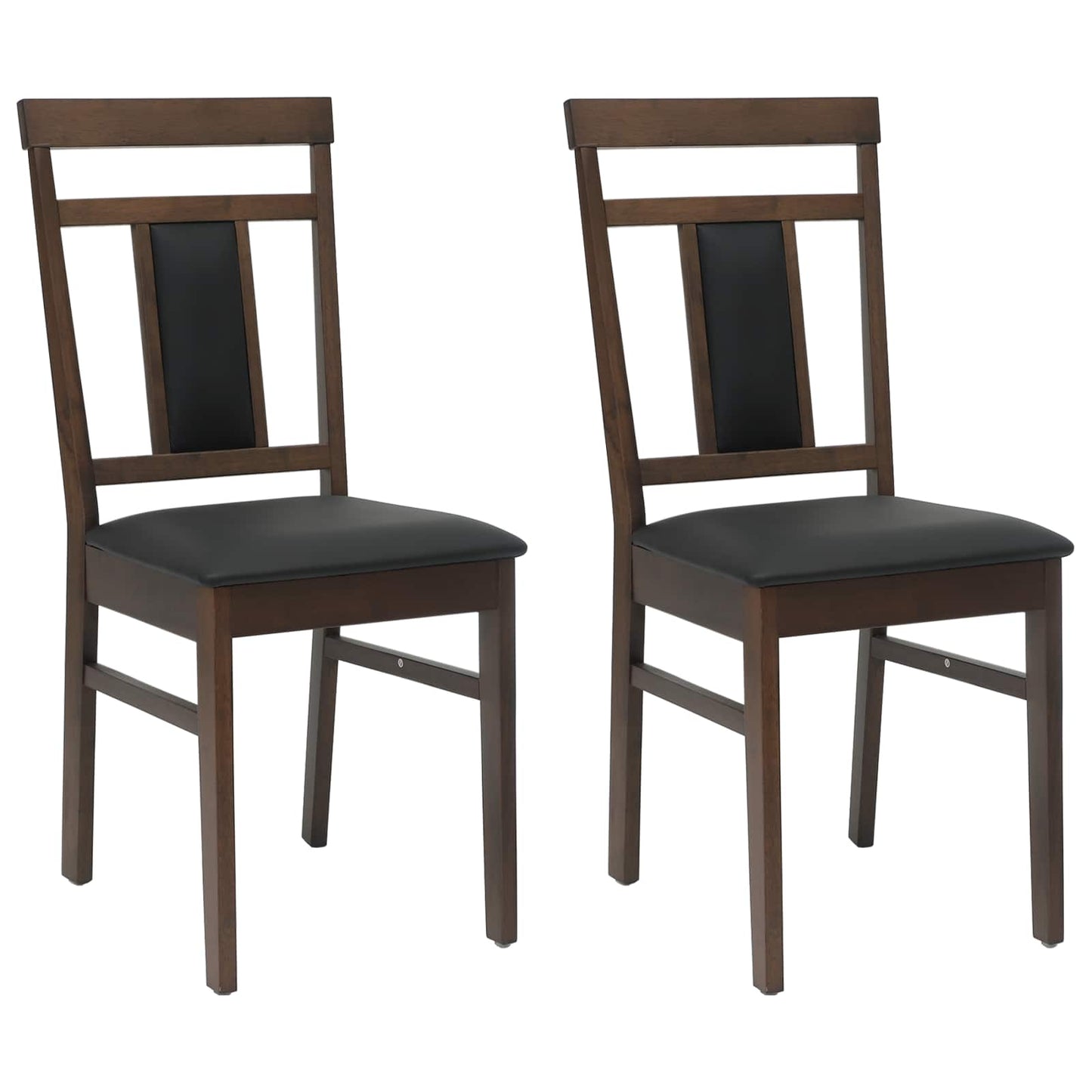 Spisestuestol 2 pcs Lys brun og sort Massiv Gummitræ