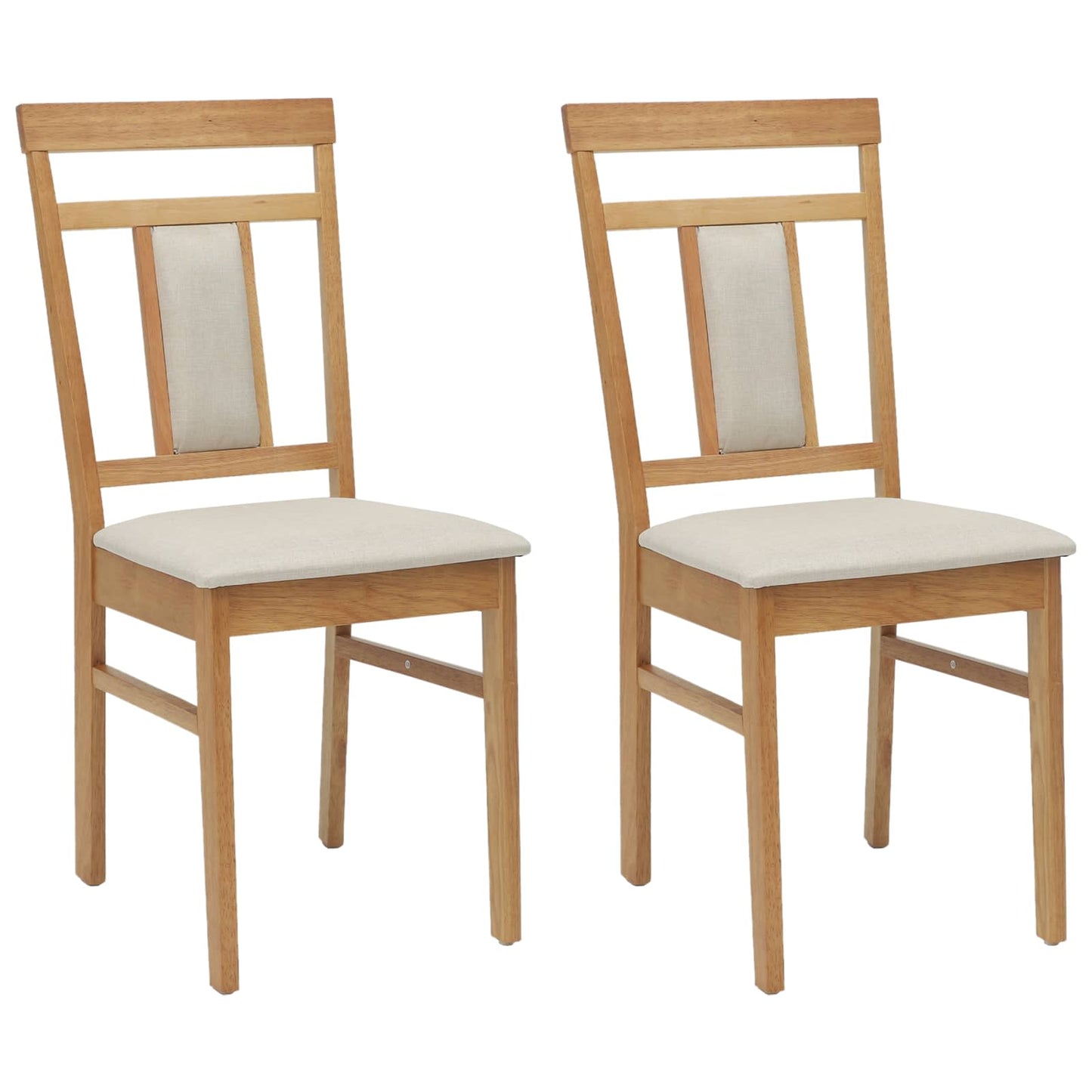 Spisestuestol 2 pcs Naturlig og lys Massiv Gummitræ