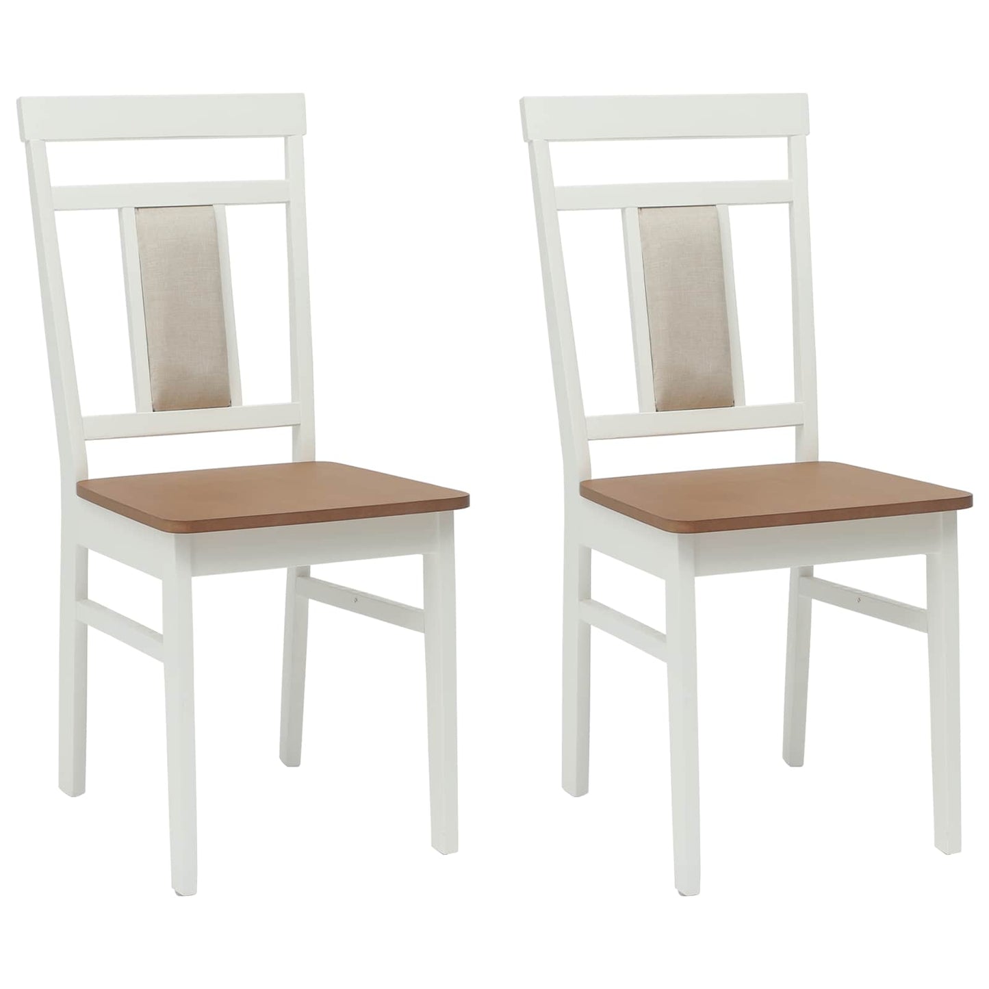 Spisestuestol 2 pcs Hvid og Naturlig Massiv Gummitræ