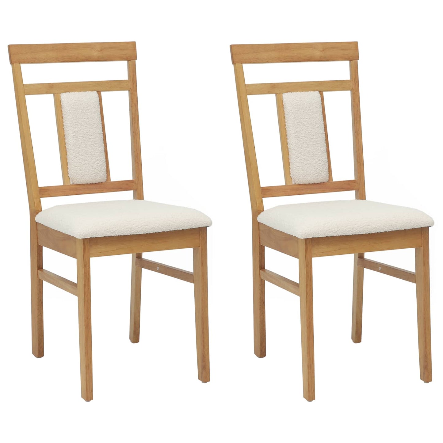 Spisestuestol 2 pcs Naturlig og lys Massiv Gummitræ