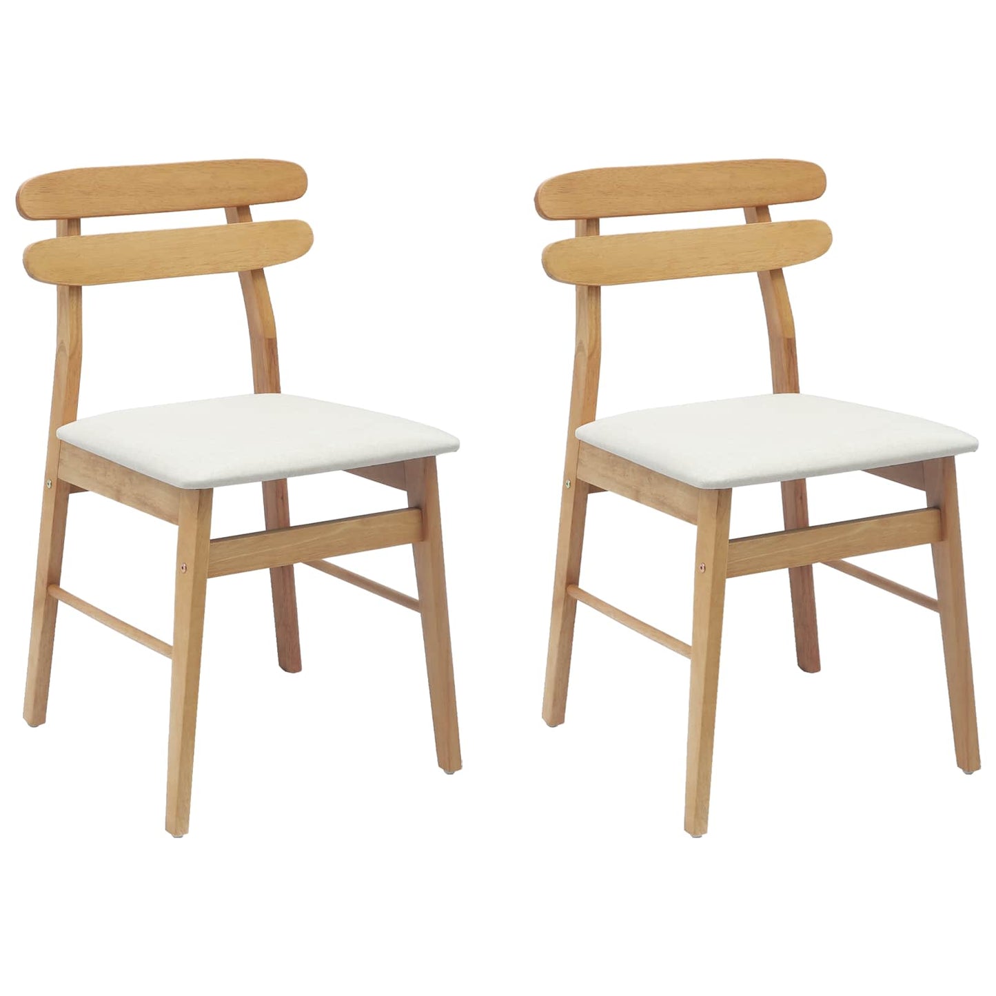 Spisestuestol 2 pcs Naturlig og lys Massiv Gummitræ